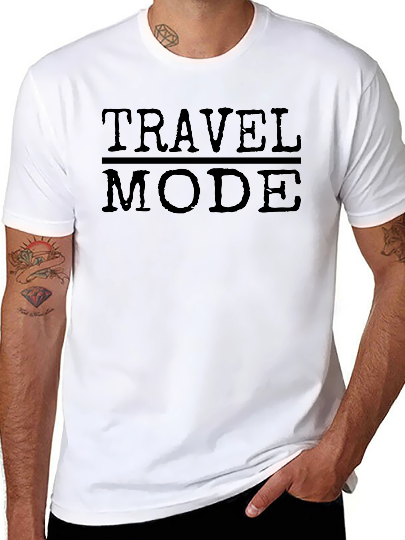 Travel Mode Graphic Tee - Black Cotton Casual Wear