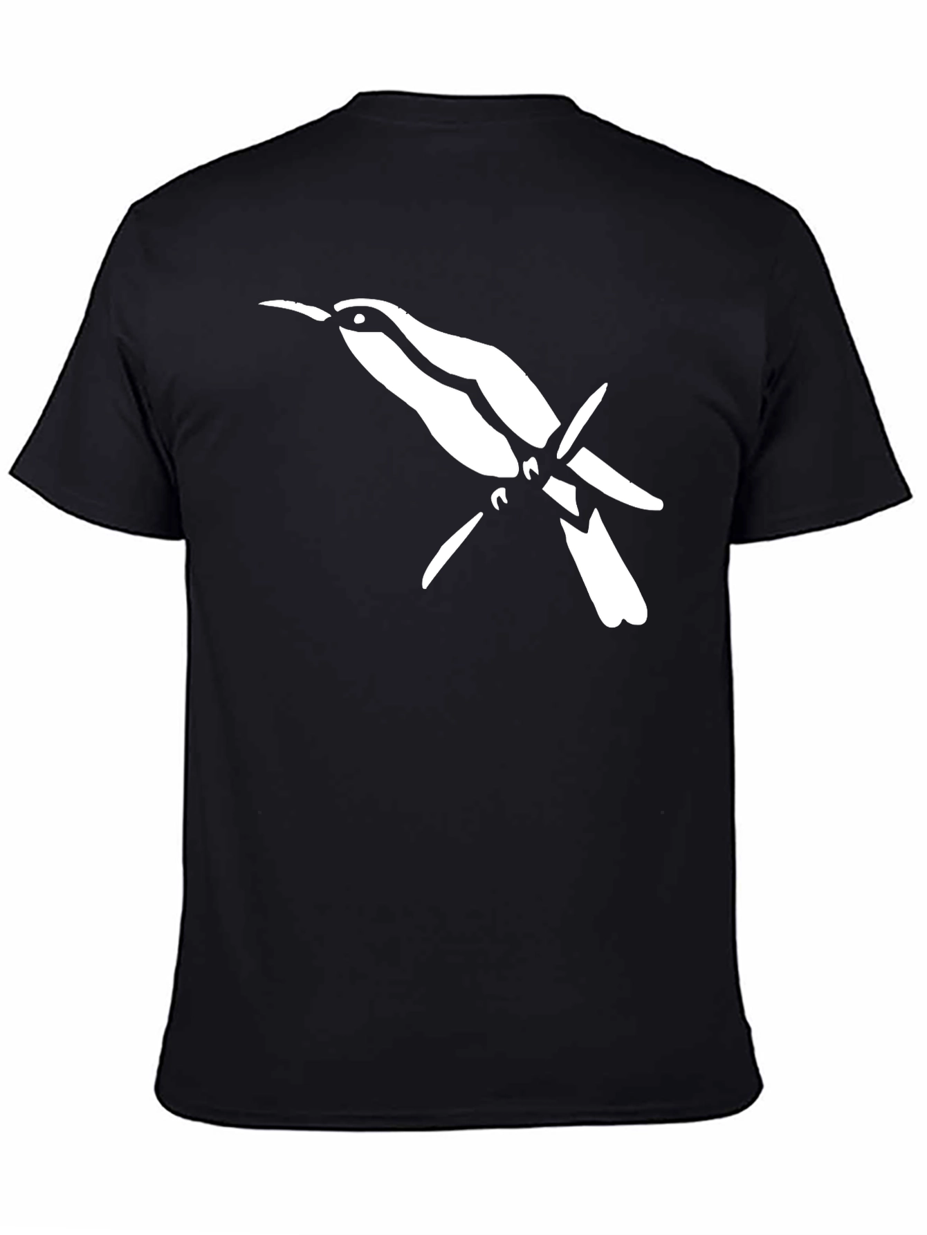 Bird Graphic Tee - Mens Black Cotton T-Shirt