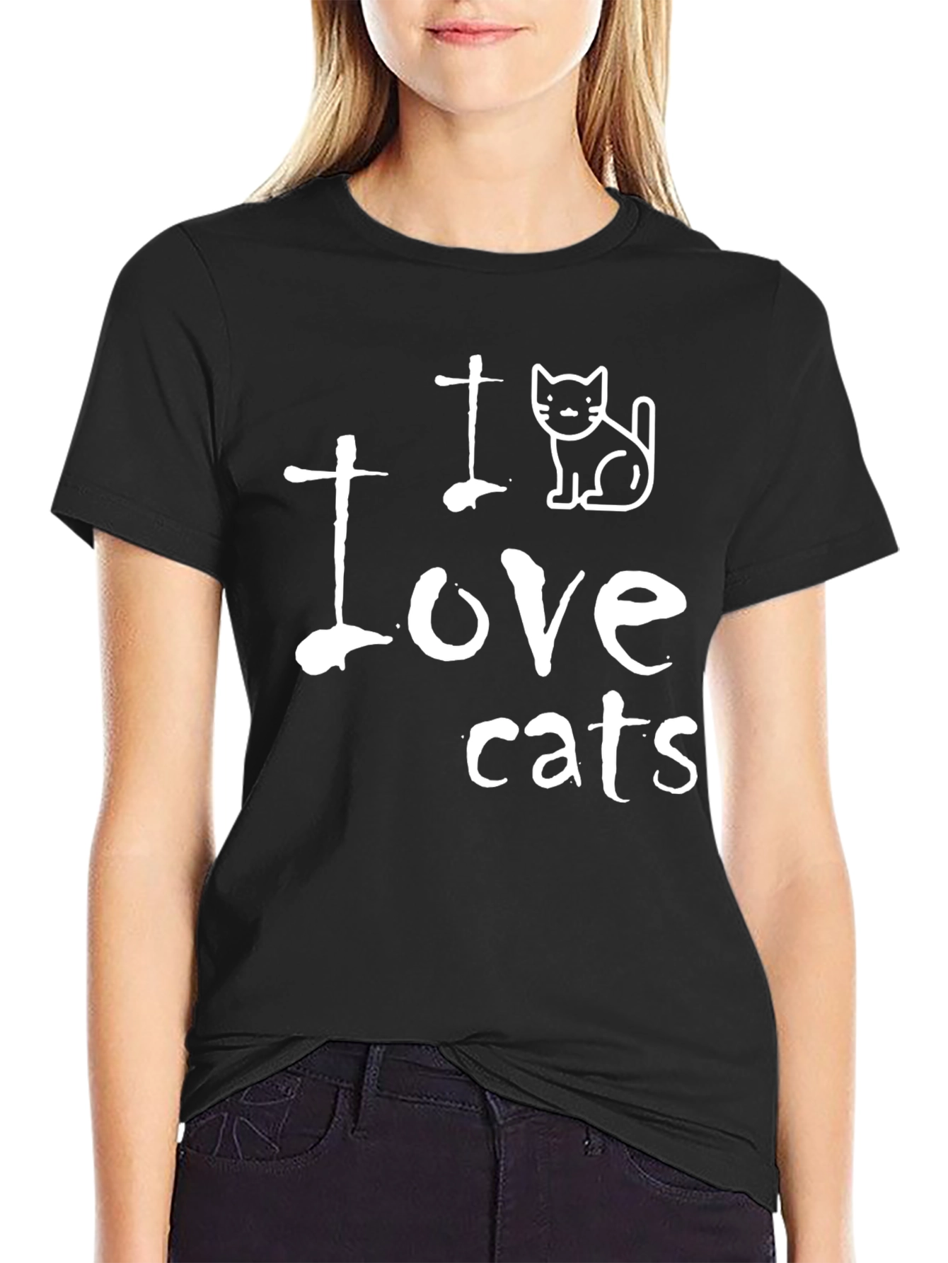 I Love Cats Graphic T-Shirt - Unisex Black Tee