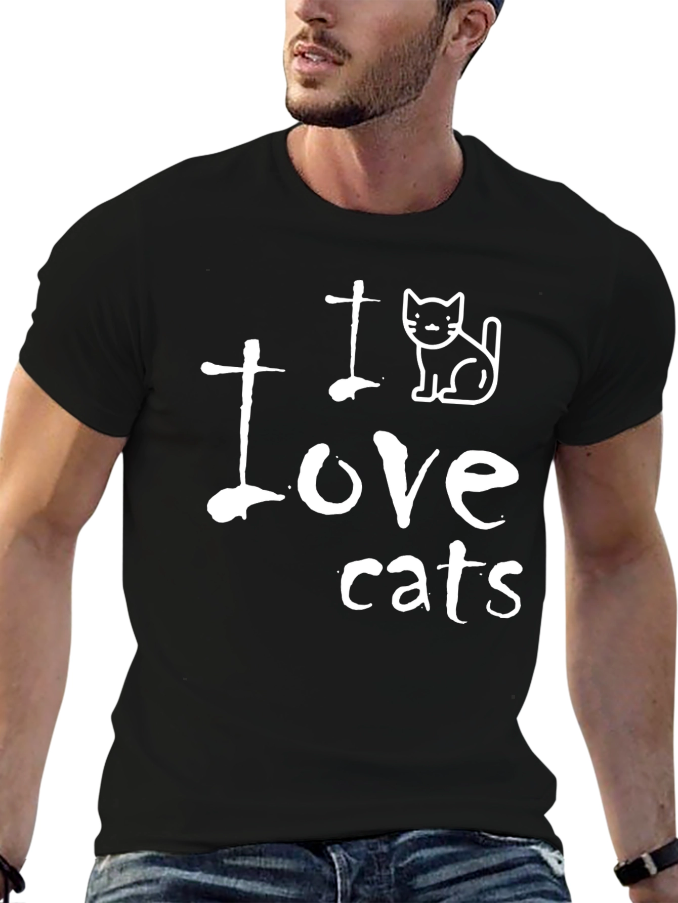 I Love Cats Graphic T-Shirt - Unisex Black Tee