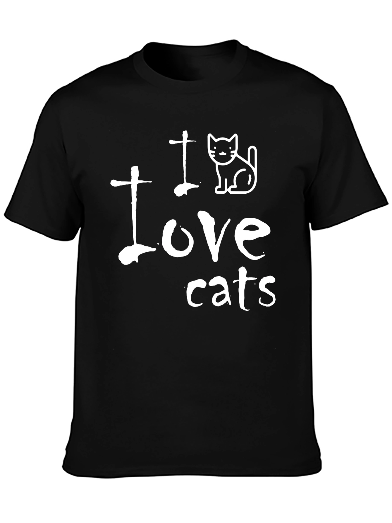 I Love Cats Graphic T-Shirt - Unisex Black Tee