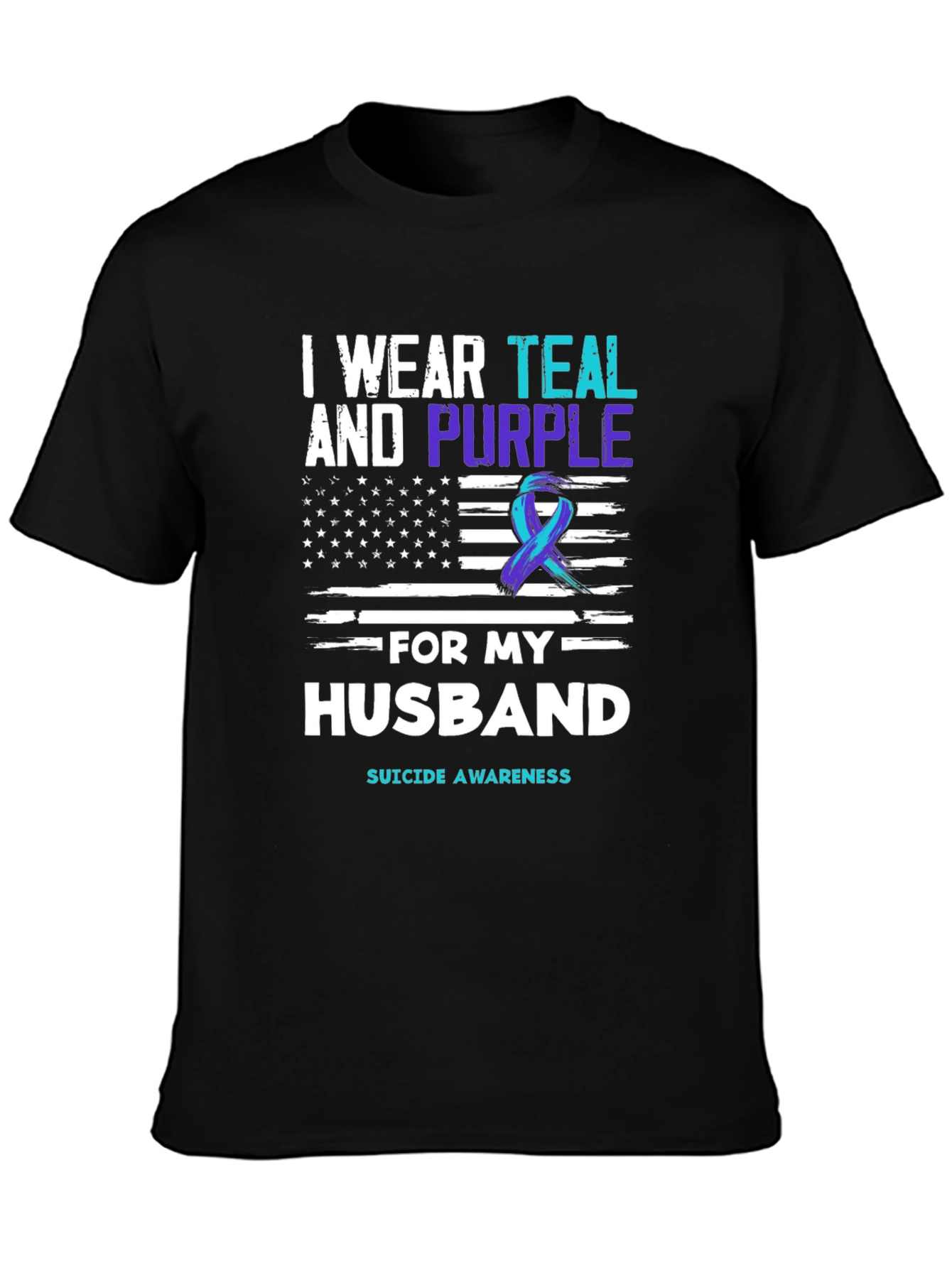 Teal and Purple Suicide Awareness Husband T-Shirt