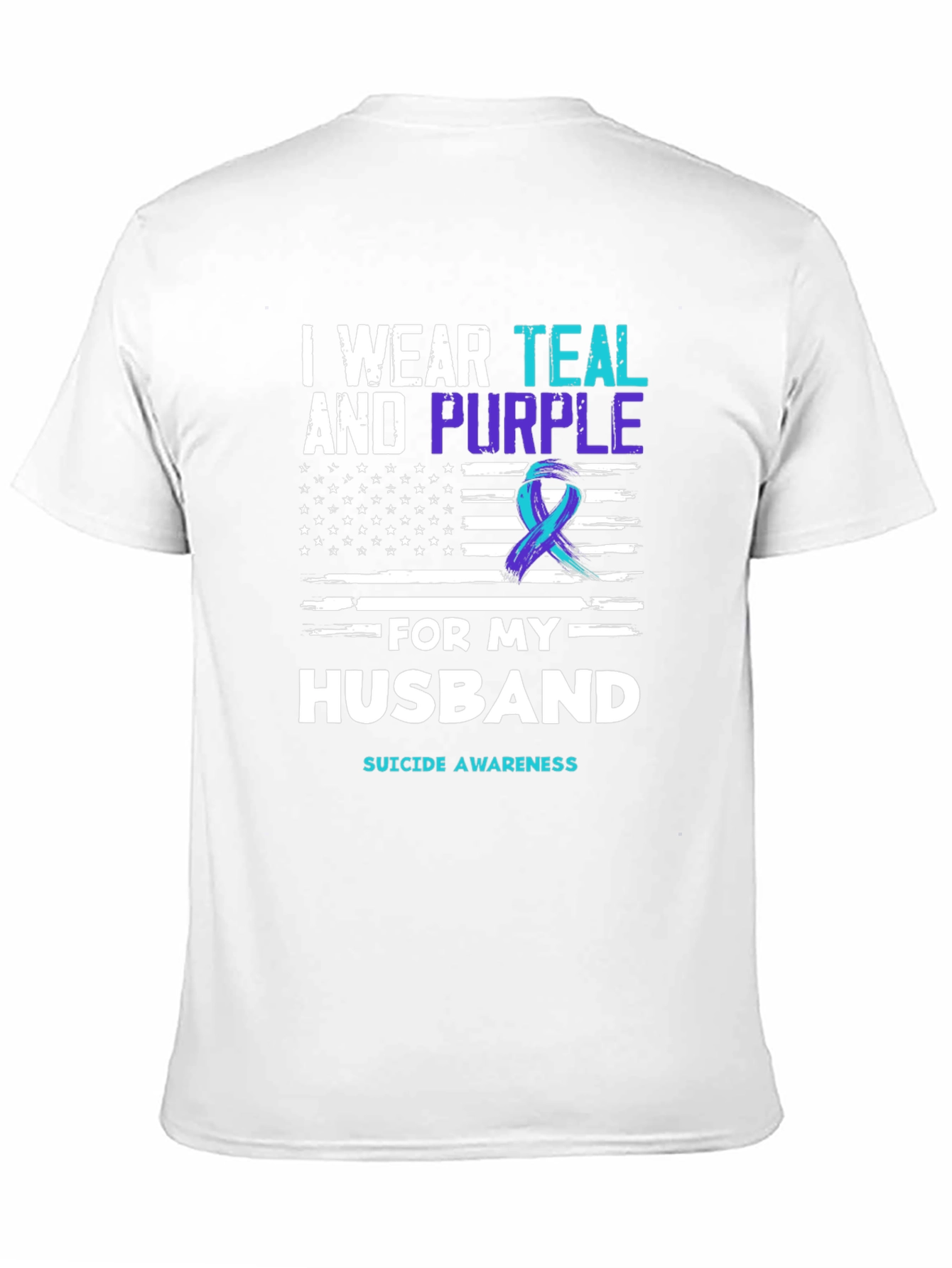 Teal and Purple Suicide Awareness Husband T-Shirt