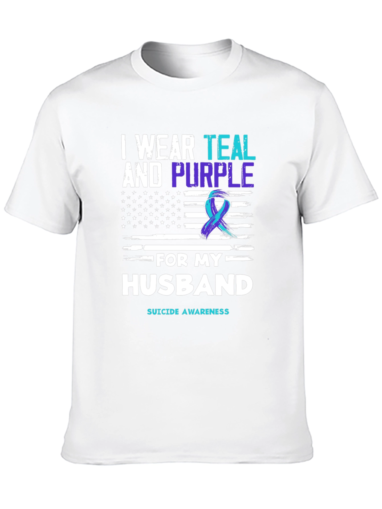 Teal and Purple Suicide Awareness Husband T-Shirt