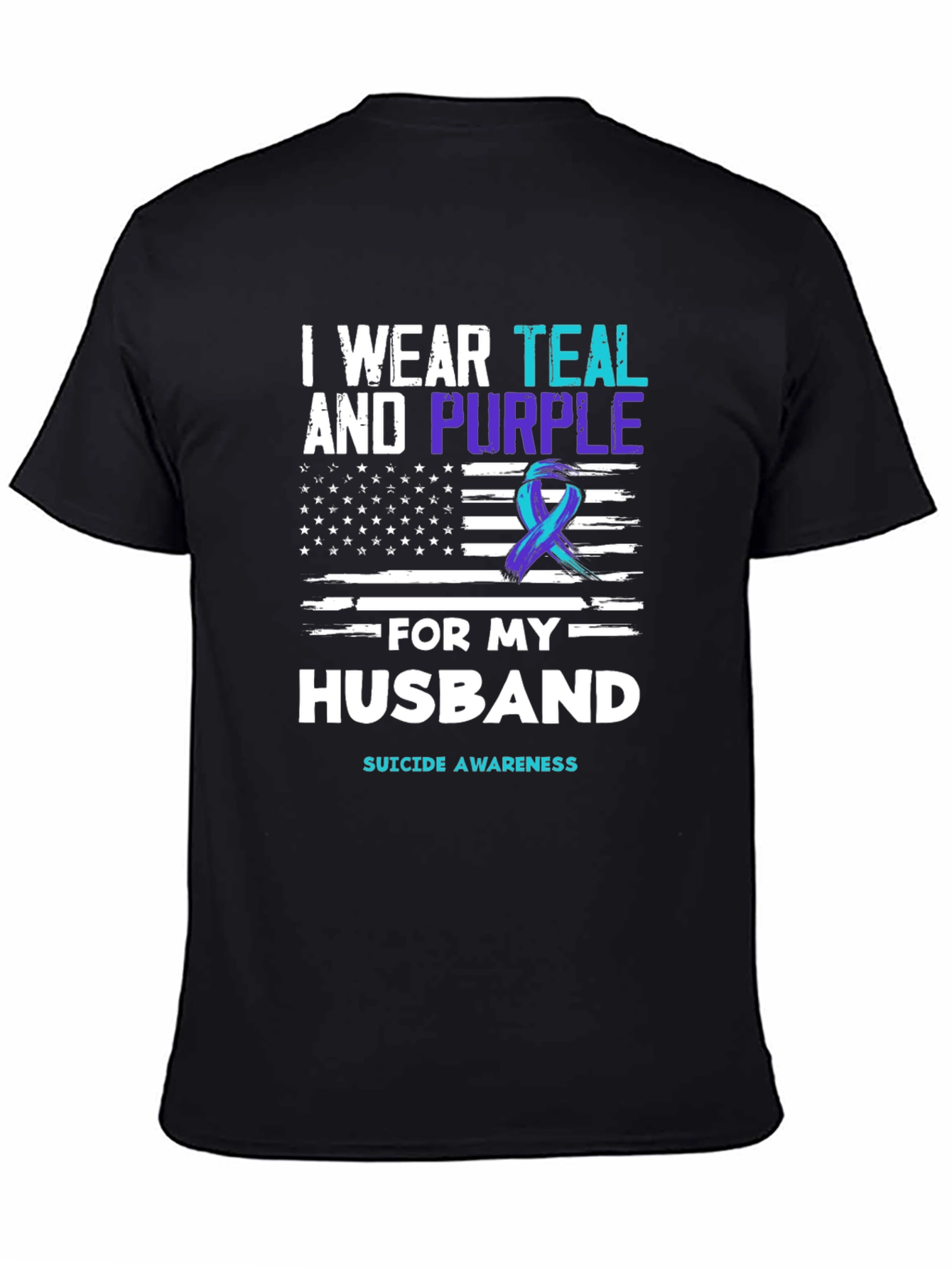 Teal and Purple Suicide Awareness Husband T-Shirt