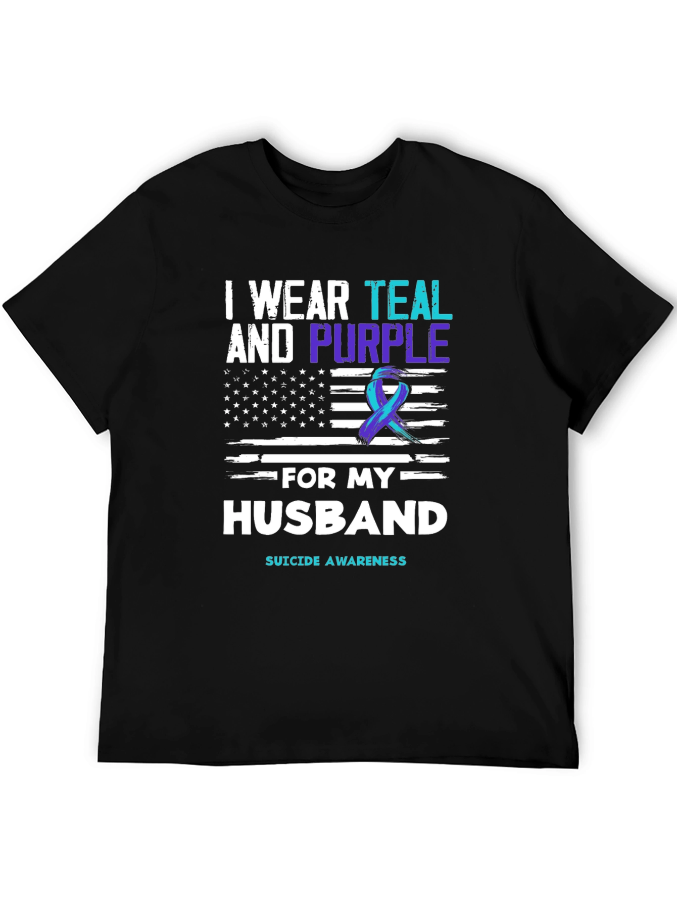 Teal and Purple Suicide Awareness Husband T-Shirt