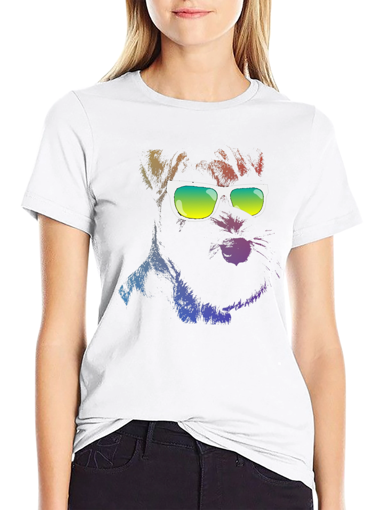 Cool Dog Graphic T-Shirt - Black Cotton Blend