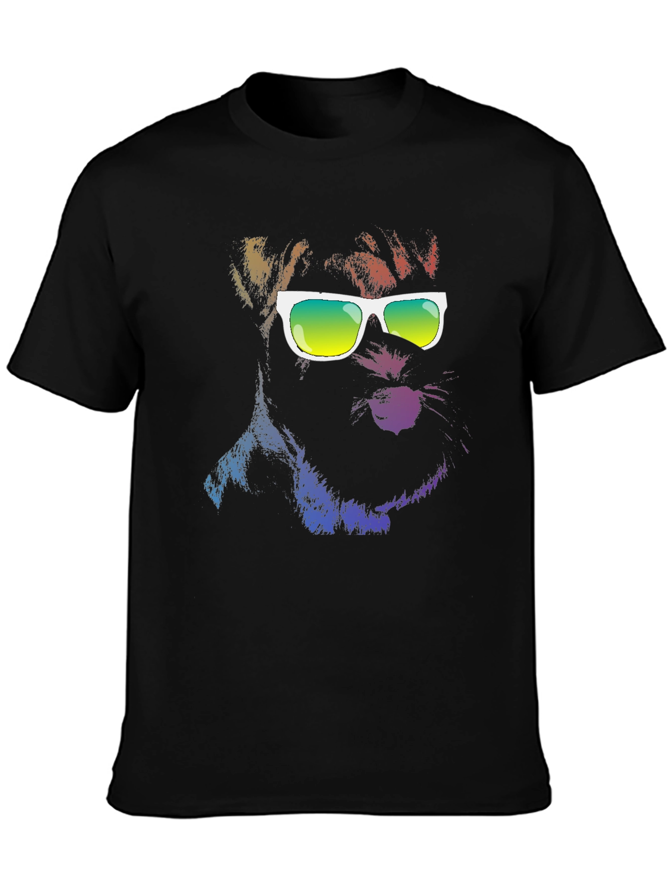 Cool Dog Graphic T-Shirt - Black Cotton Blend