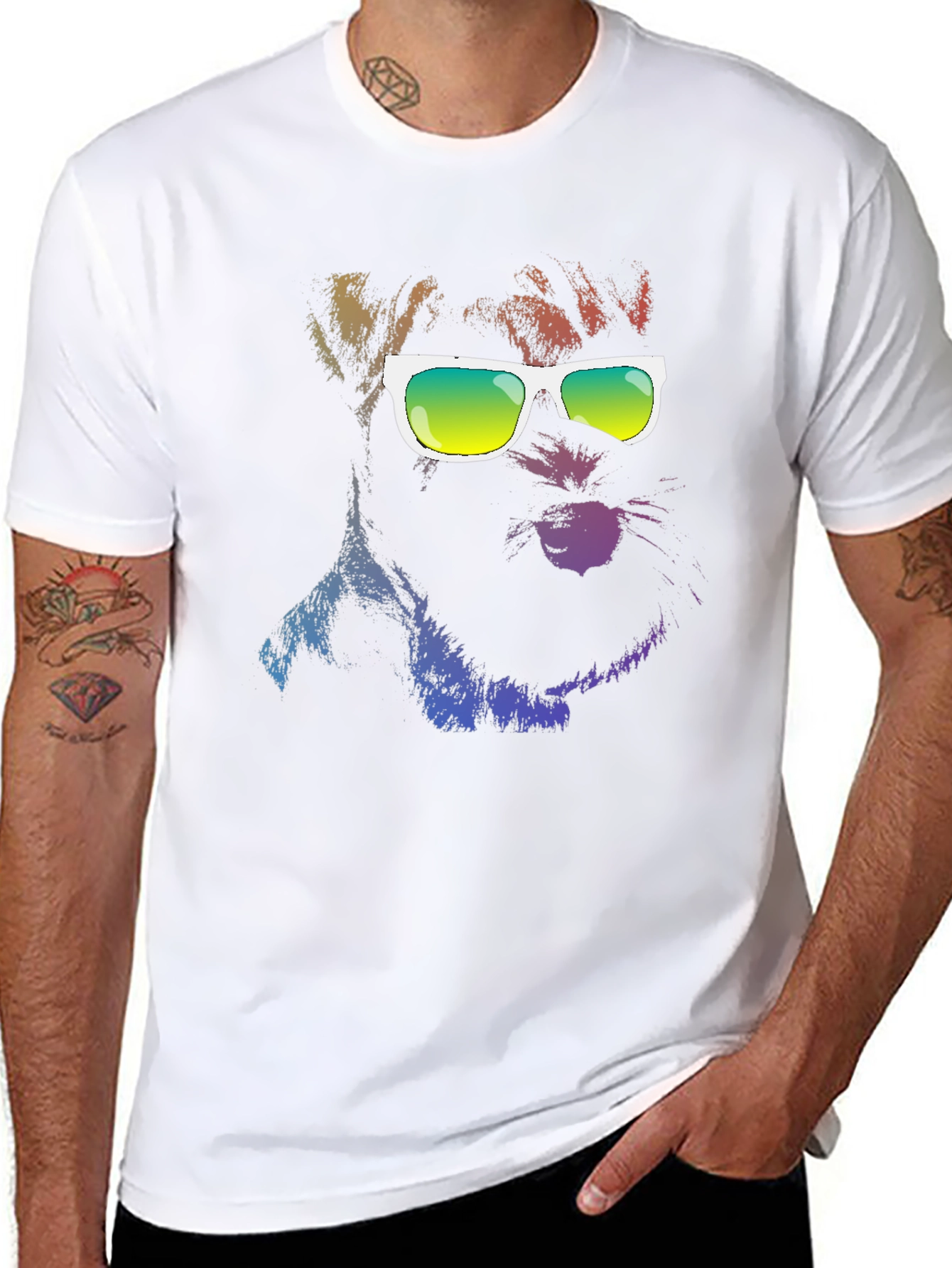 Cool Dog Graphic T-Shirt - Black Cotton Blend