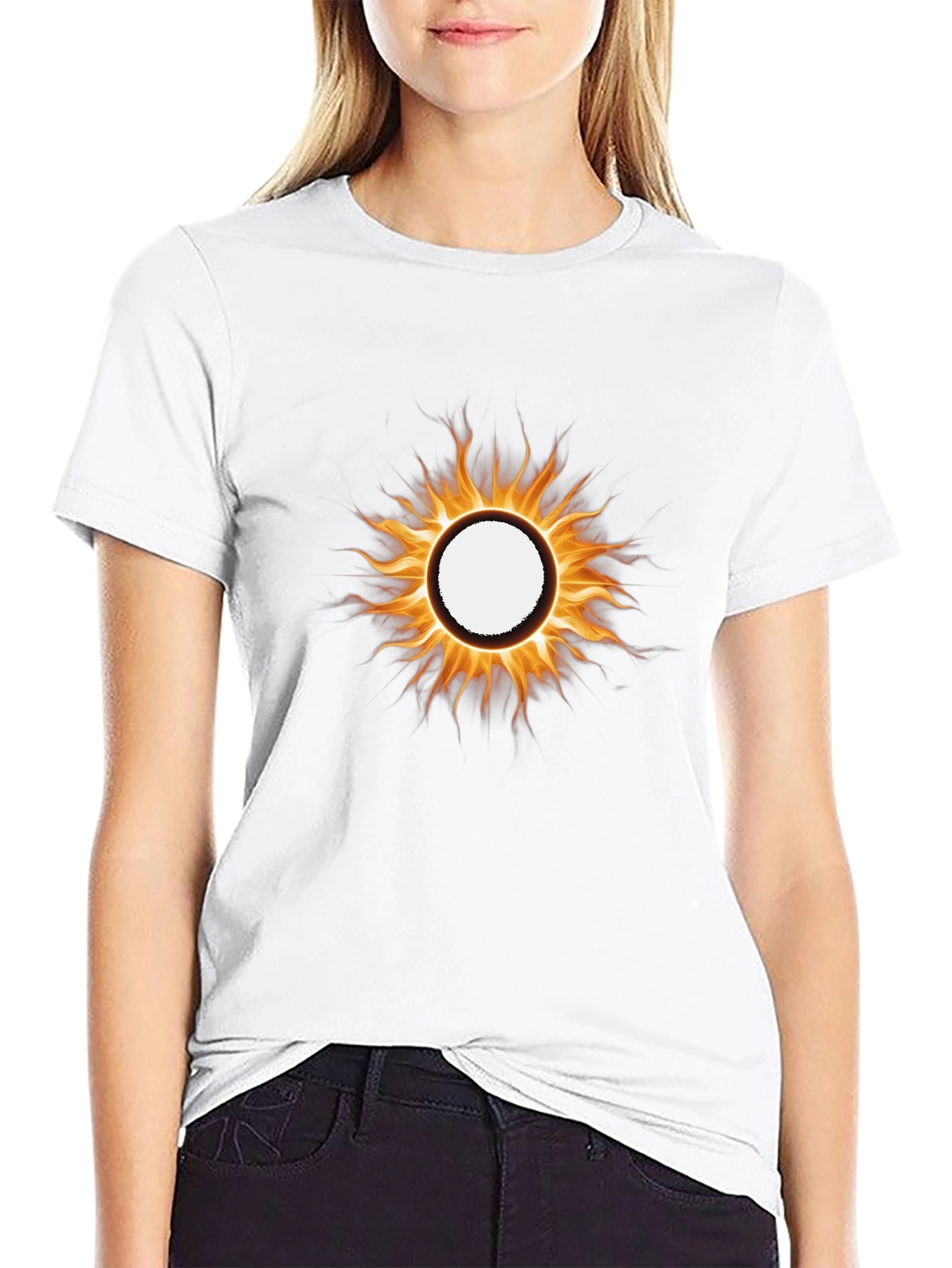 Fiery Sun Graphic Tee - Black Cotton T-Shirt