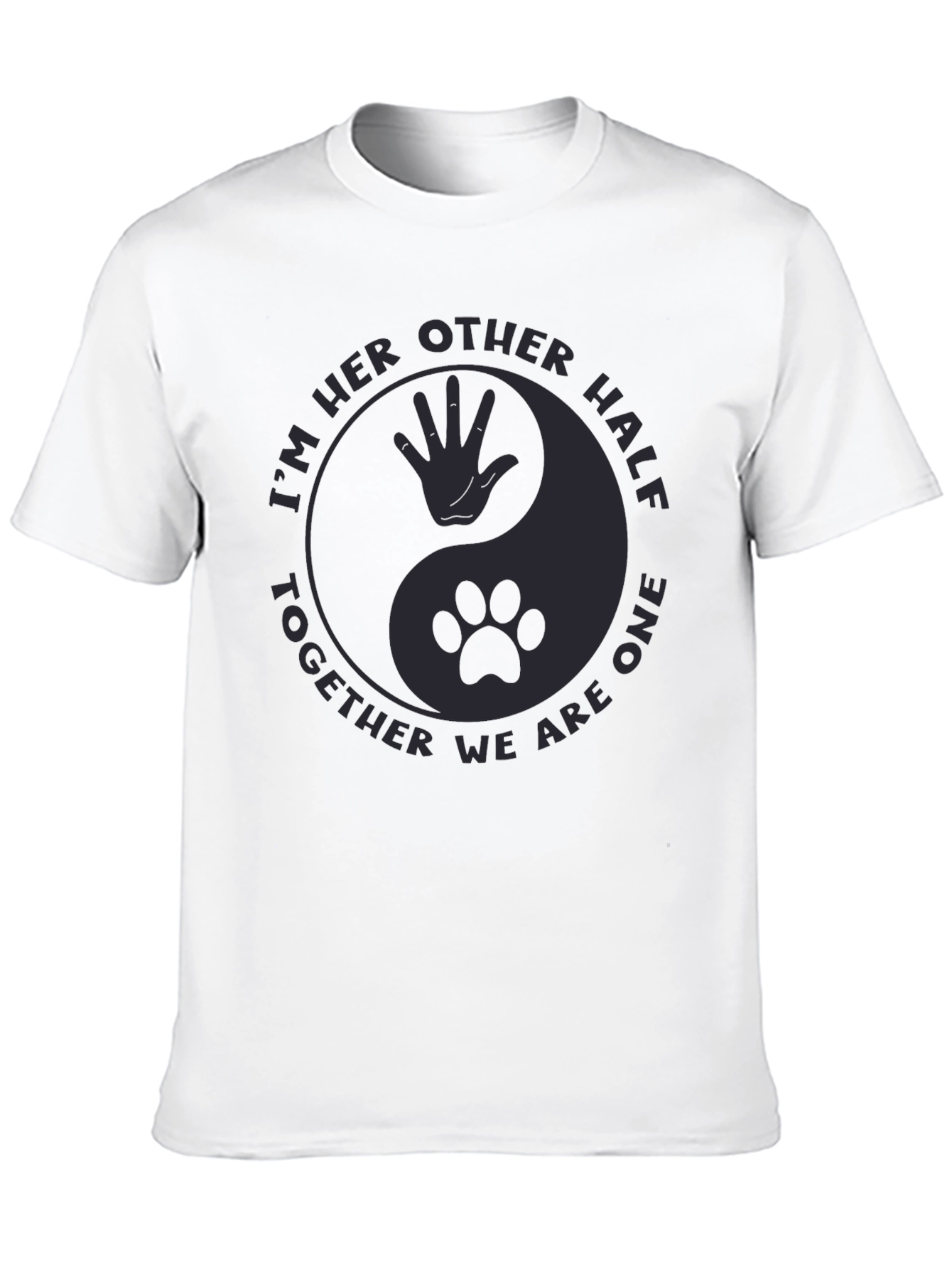 Yin Yang Human & Paw Print Black T-Shirt