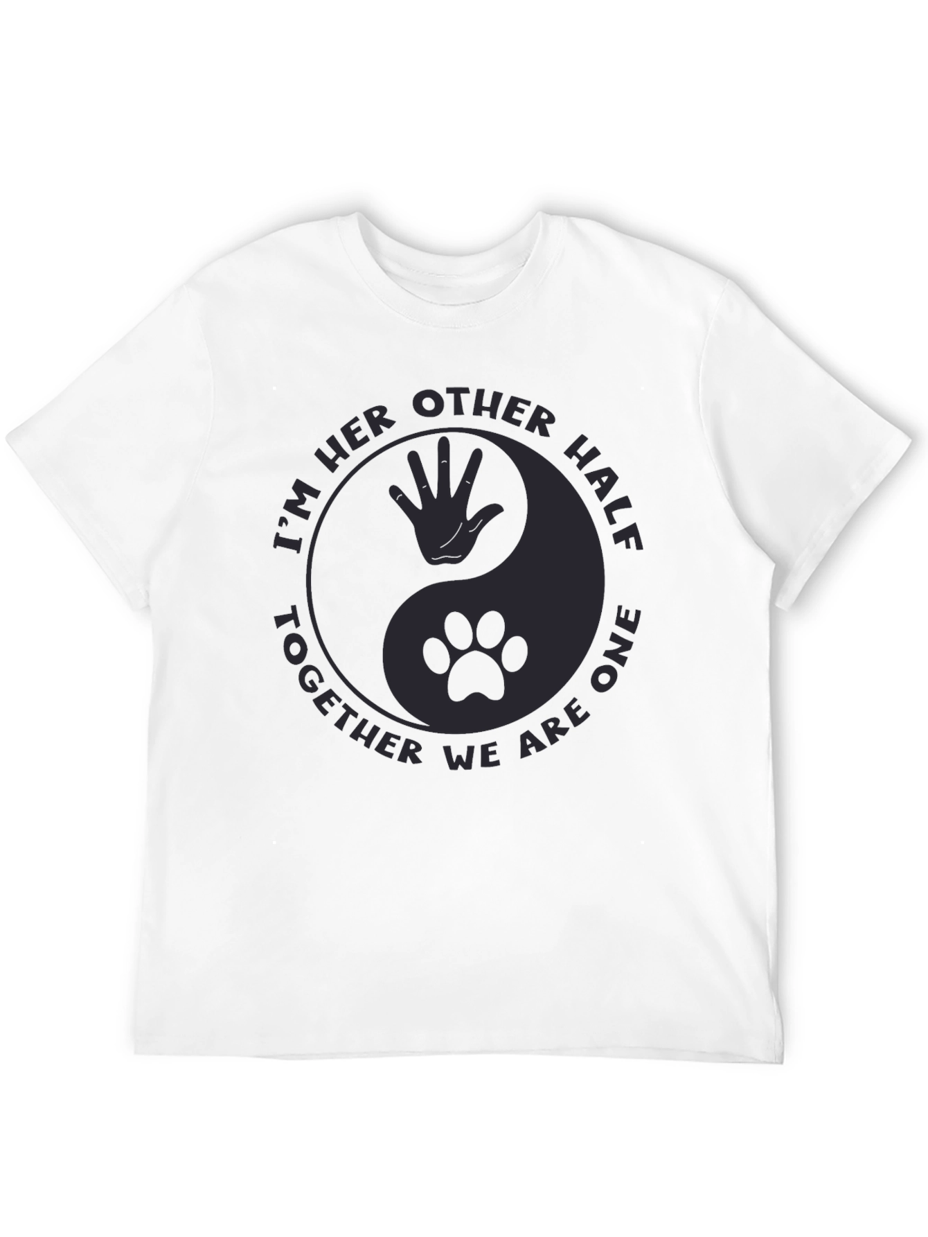 Yin Yang Human & Paw Print Black T-Shirt