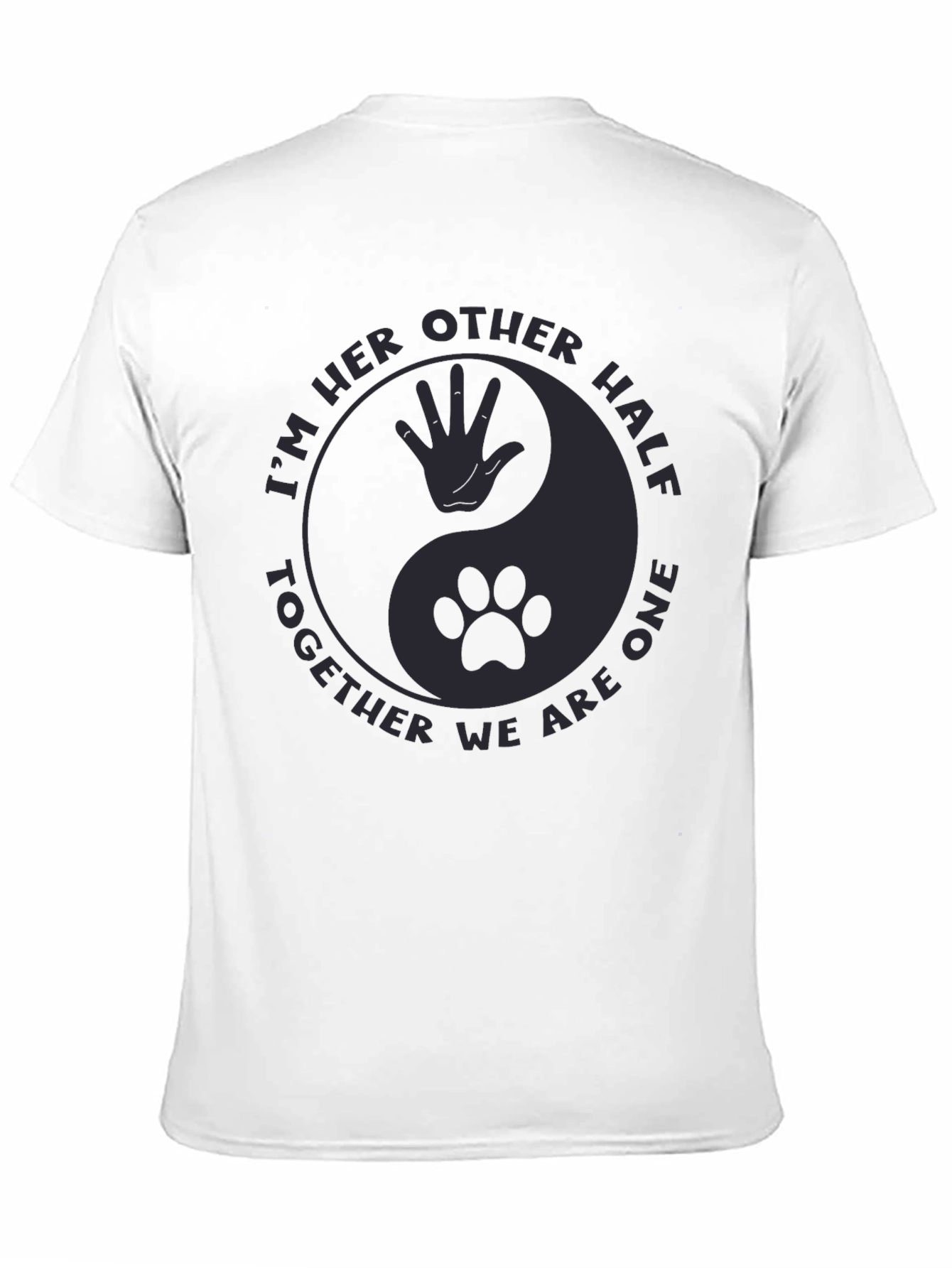 Yin Yang Human & Paw Print Black T-Shirt