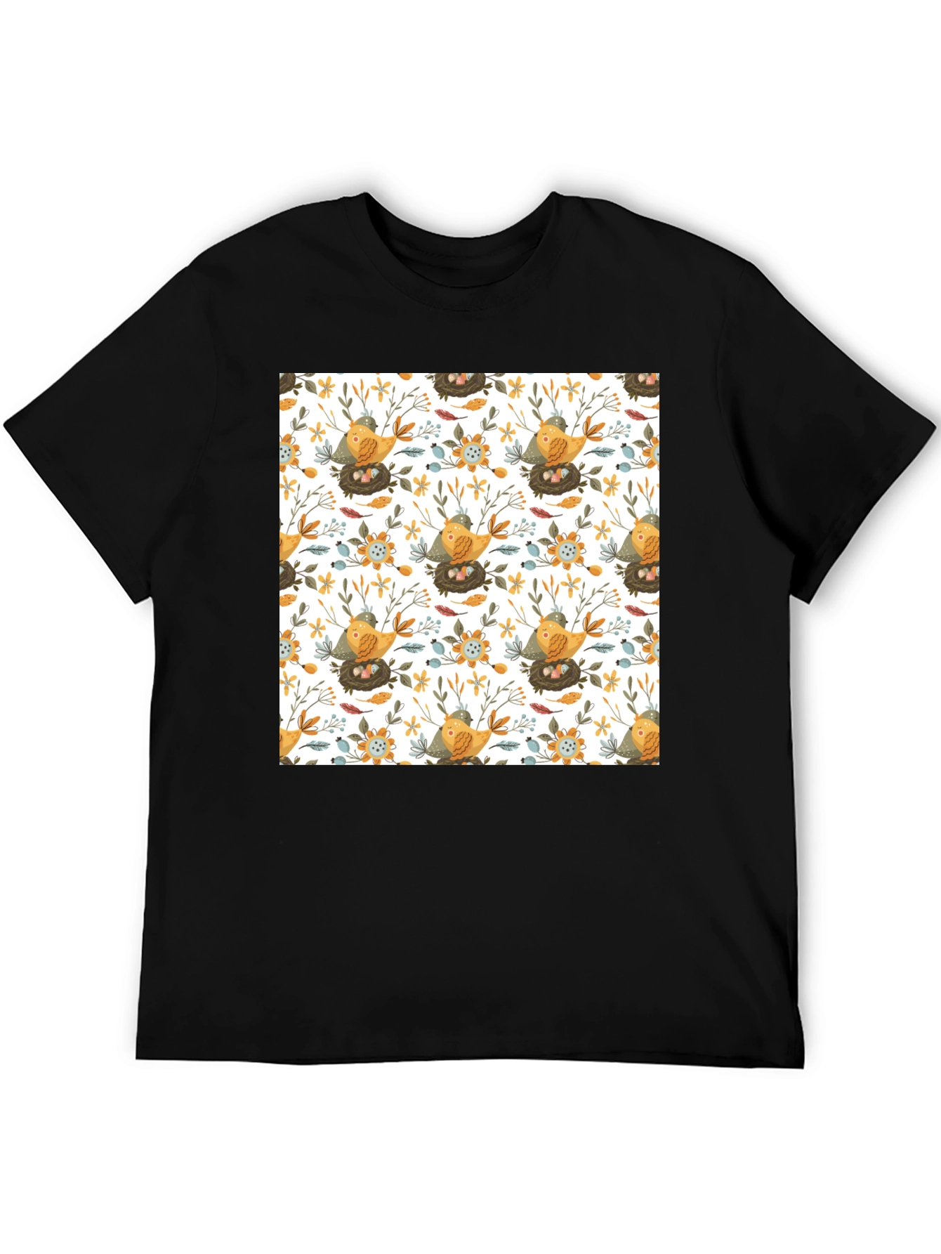 Bird & Nest Pattern T-Shirt