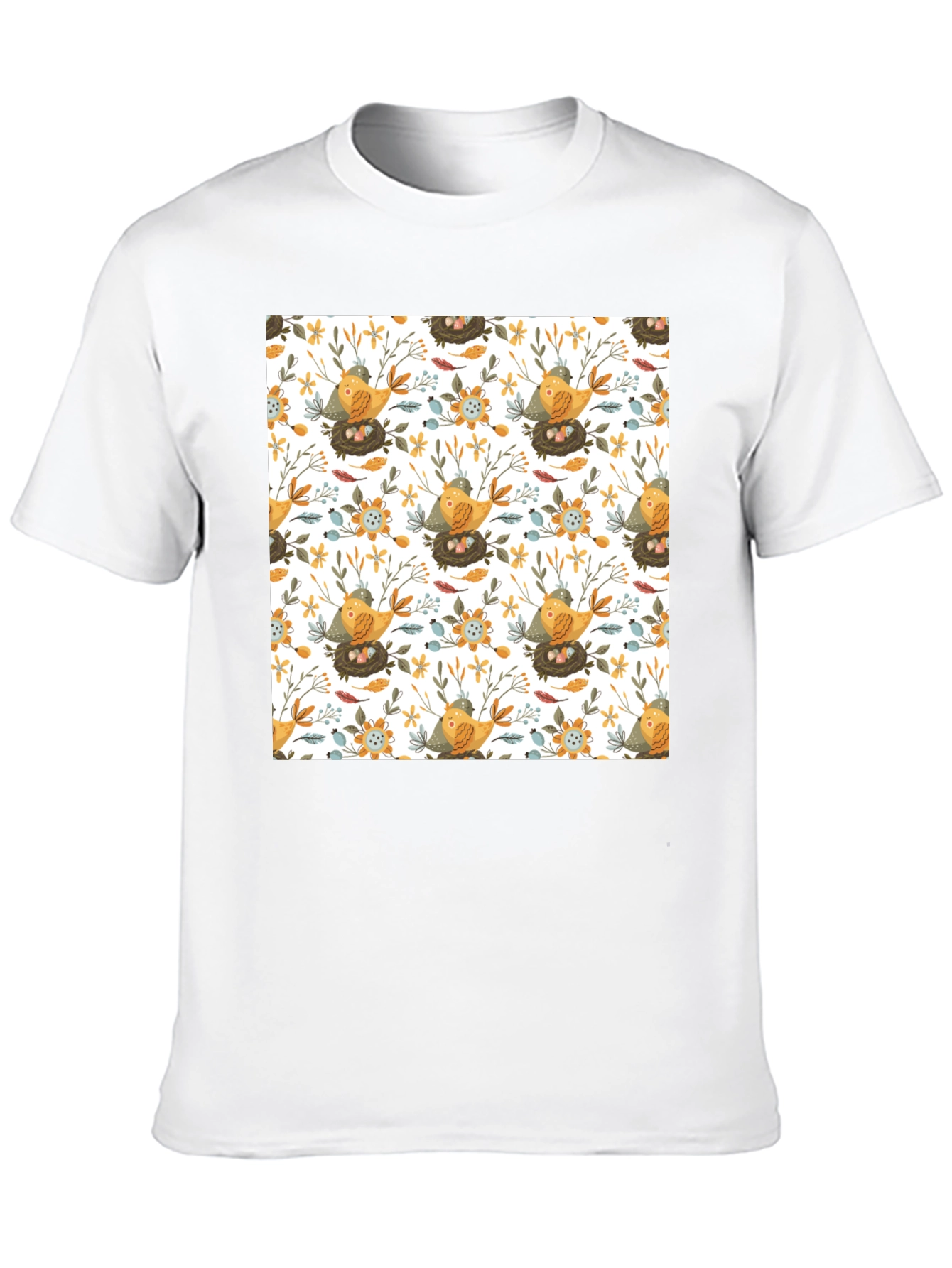 Bird & Nest Pattern T-Shirt