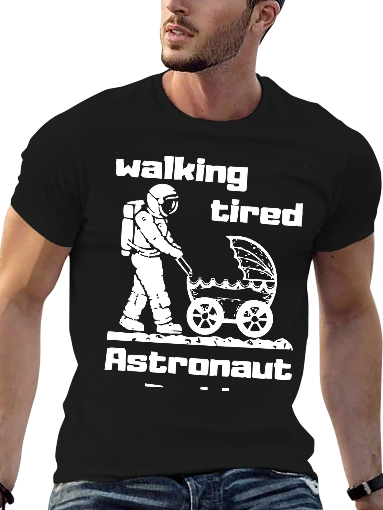 Walking Tired Astronaut Graphic T-Shirt