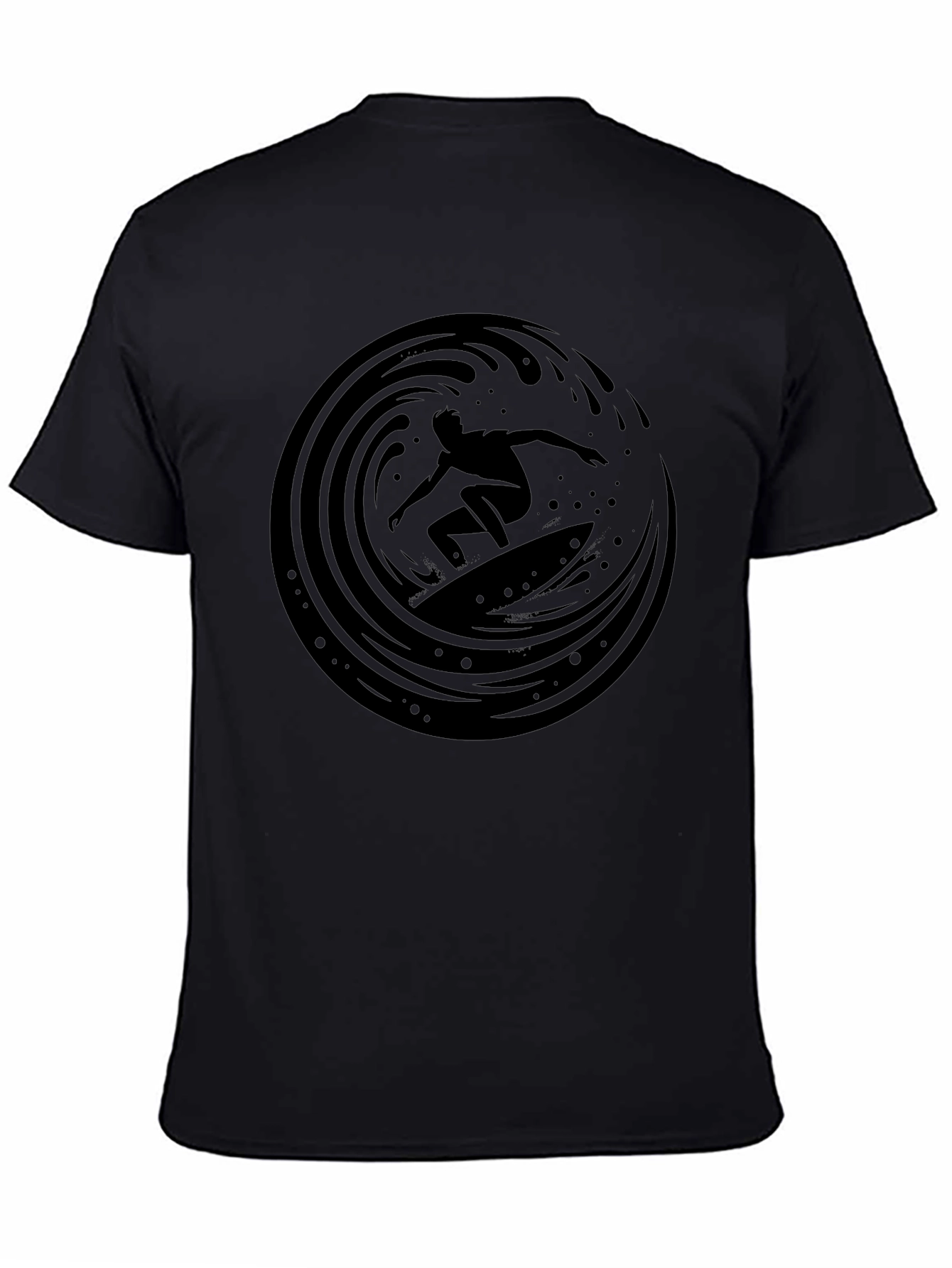 Surfer Wave Graphic Black T-Shirt