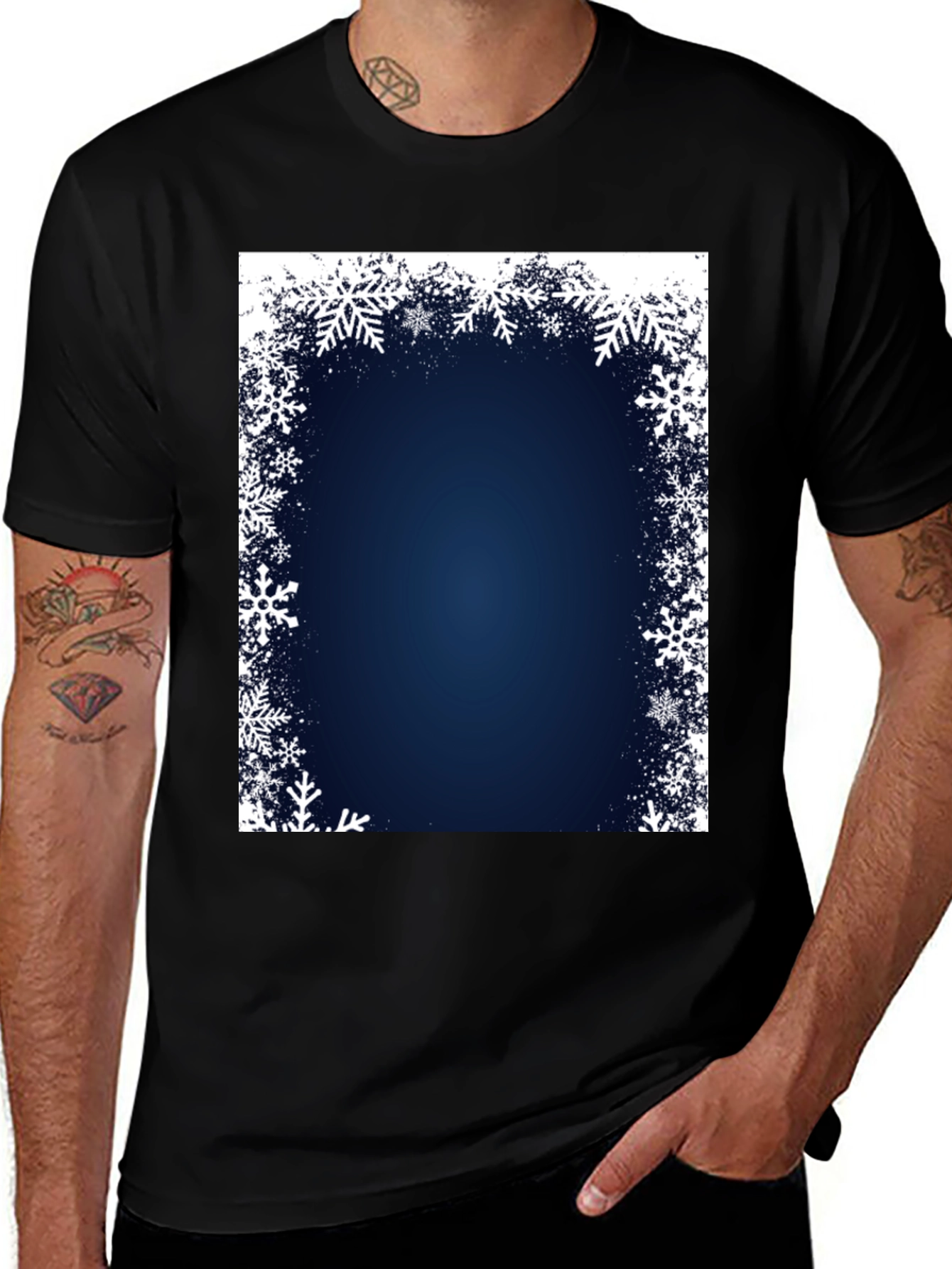 Snowflake Border Black T-Shirt
