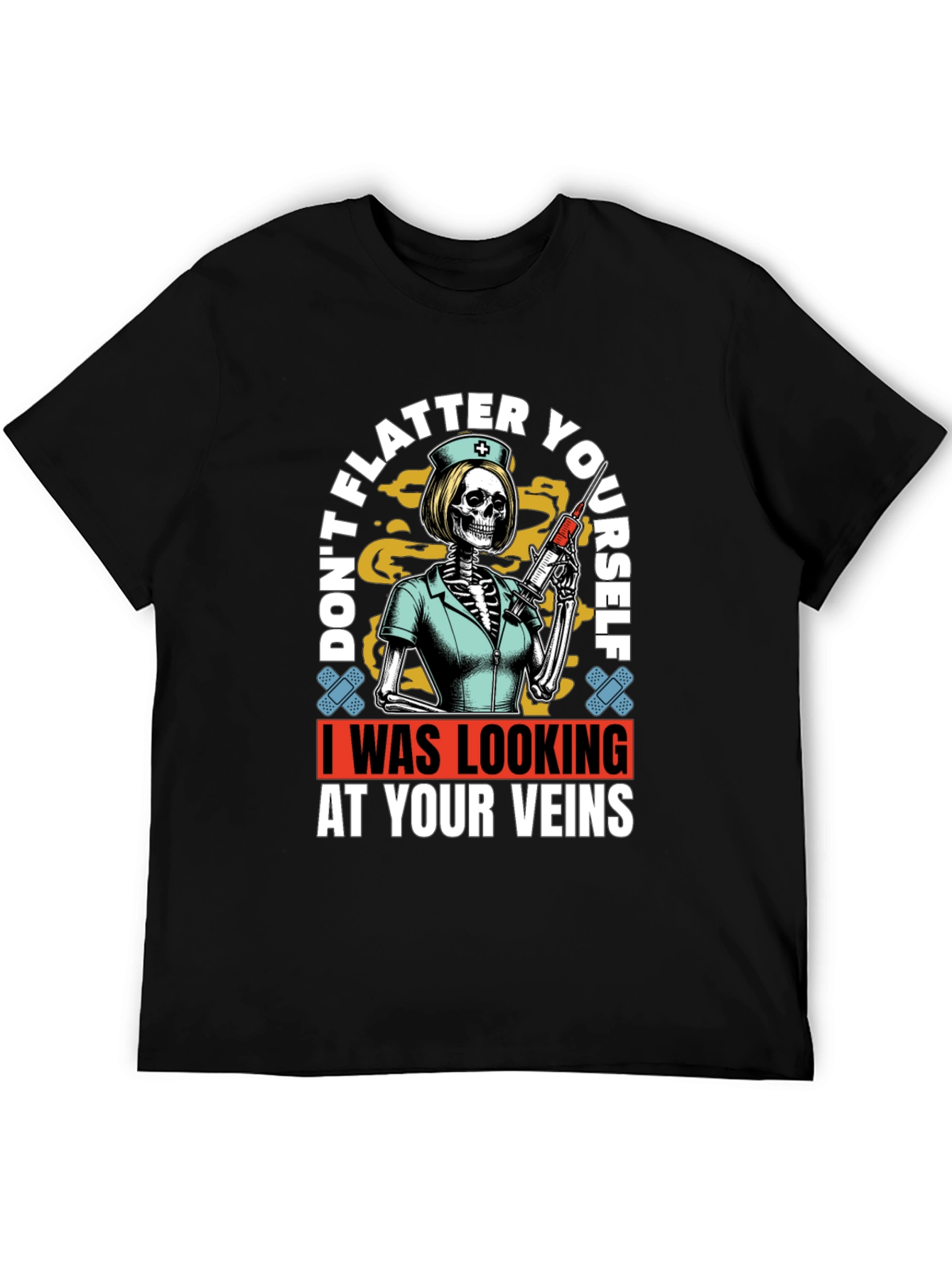 Humorous Vein Anatomy Nurse Skeleton Graphic T-Shirt