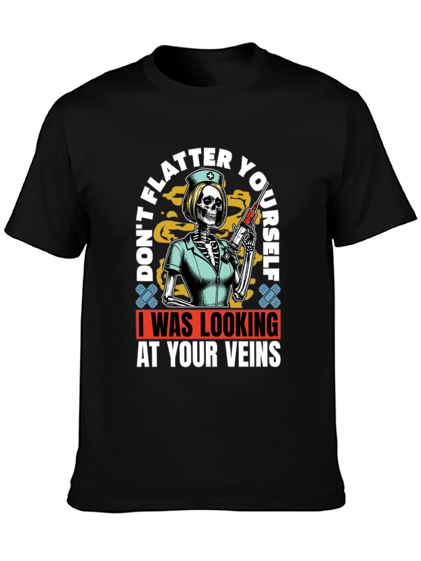 Humorous Vein Anatomy Nurse Skeleton Graphic T-Shirt
