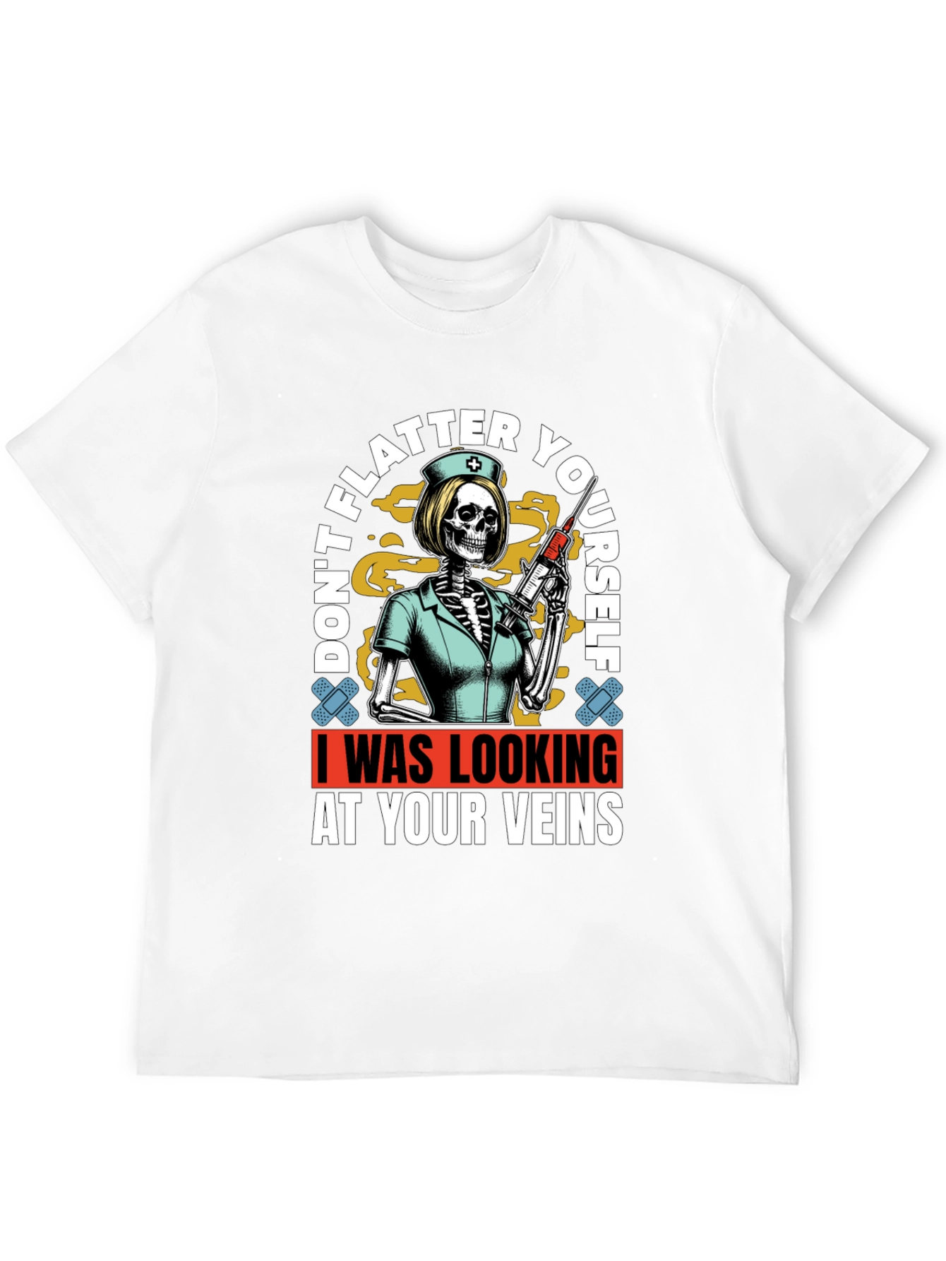 Humorous Vein Anatomy Nurse Skeleton Graphic T-Shirt
