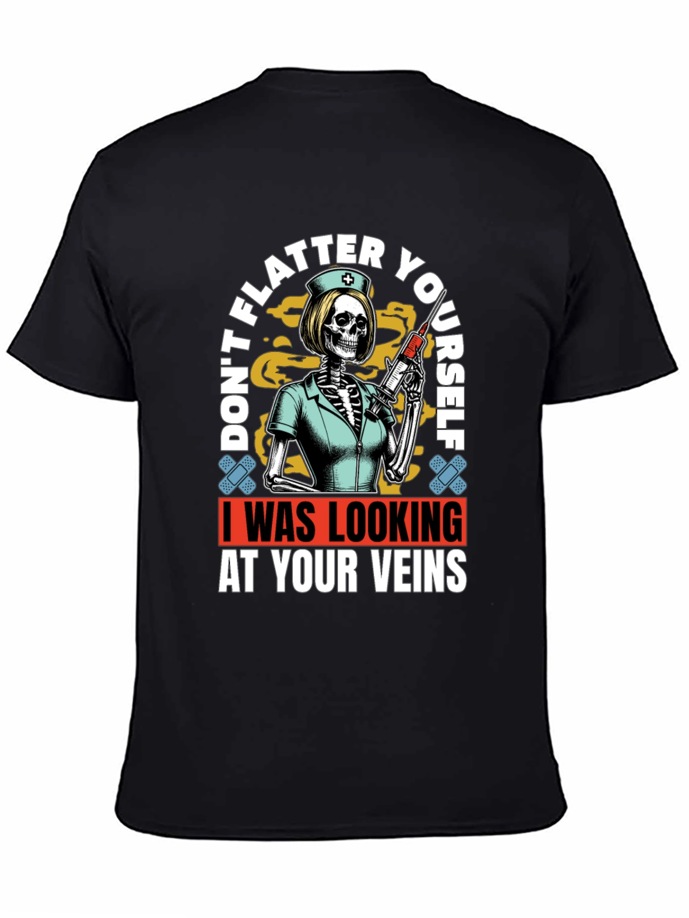 Humorous Vein Anatomy Nurse Skeleton Graphic T-Shirt