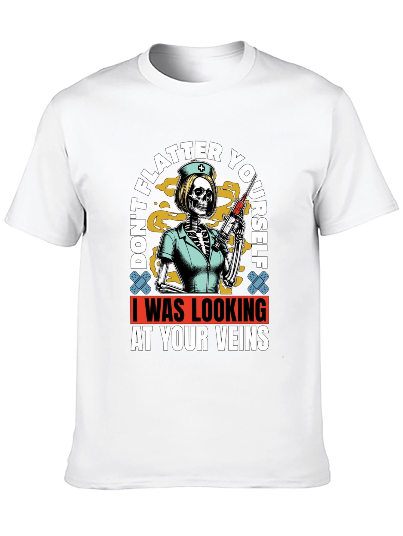 Humorous Vein Anatomy Nurse Skeleton Graphic T-Shirt