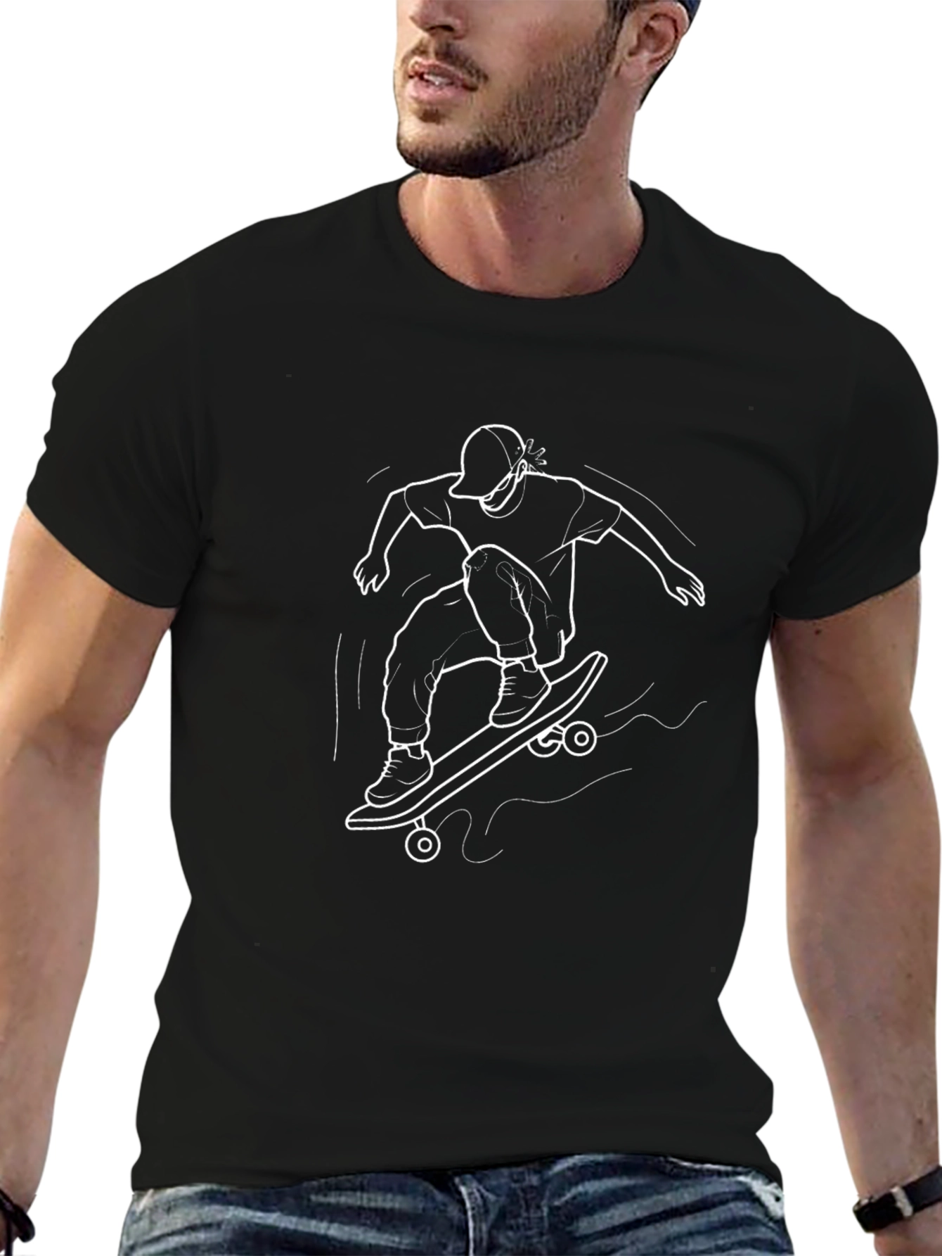 Skateboarder Graphic Black T-Shirt