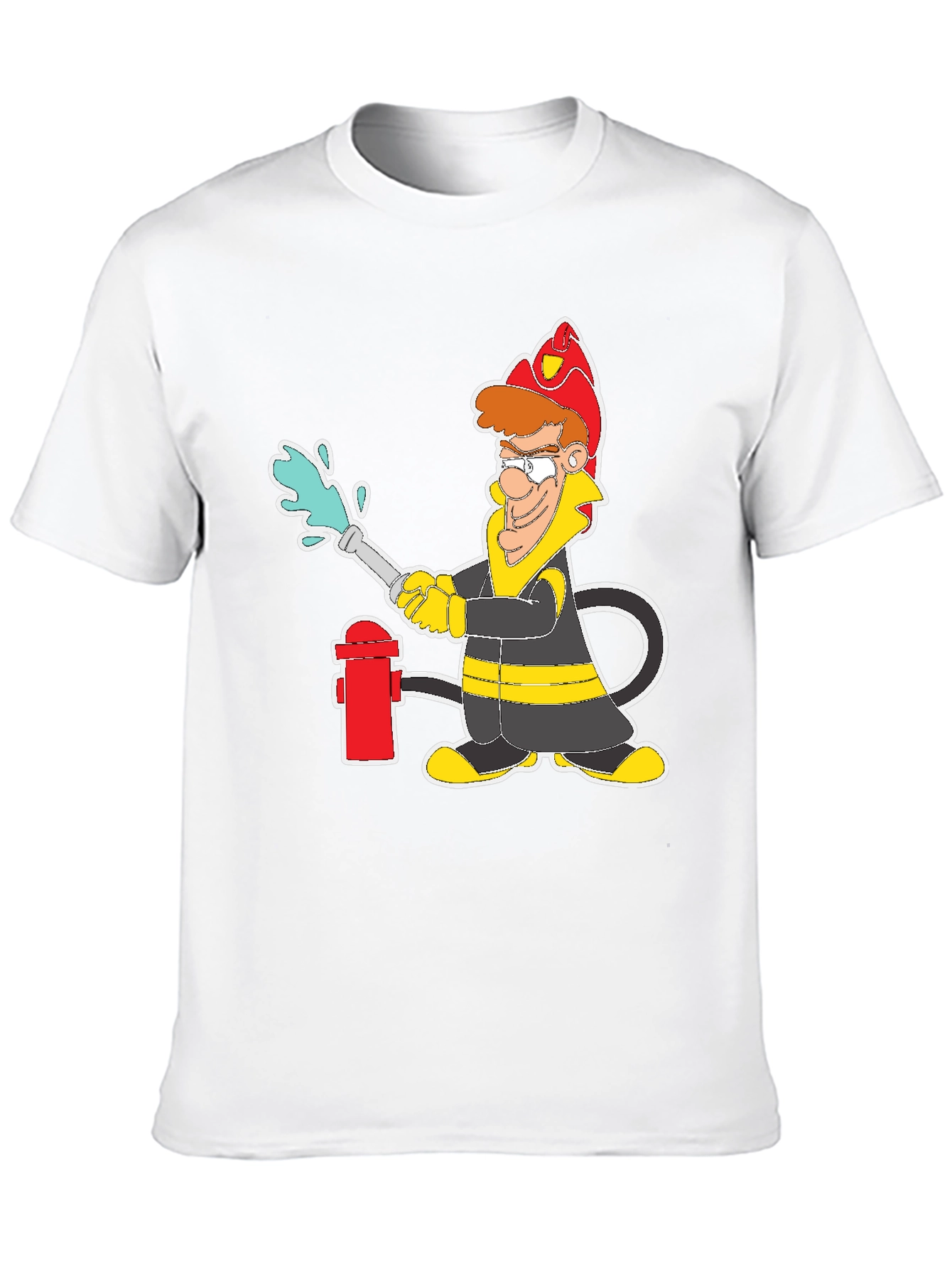 Cartoon Firefighter Graphic T-Shirt