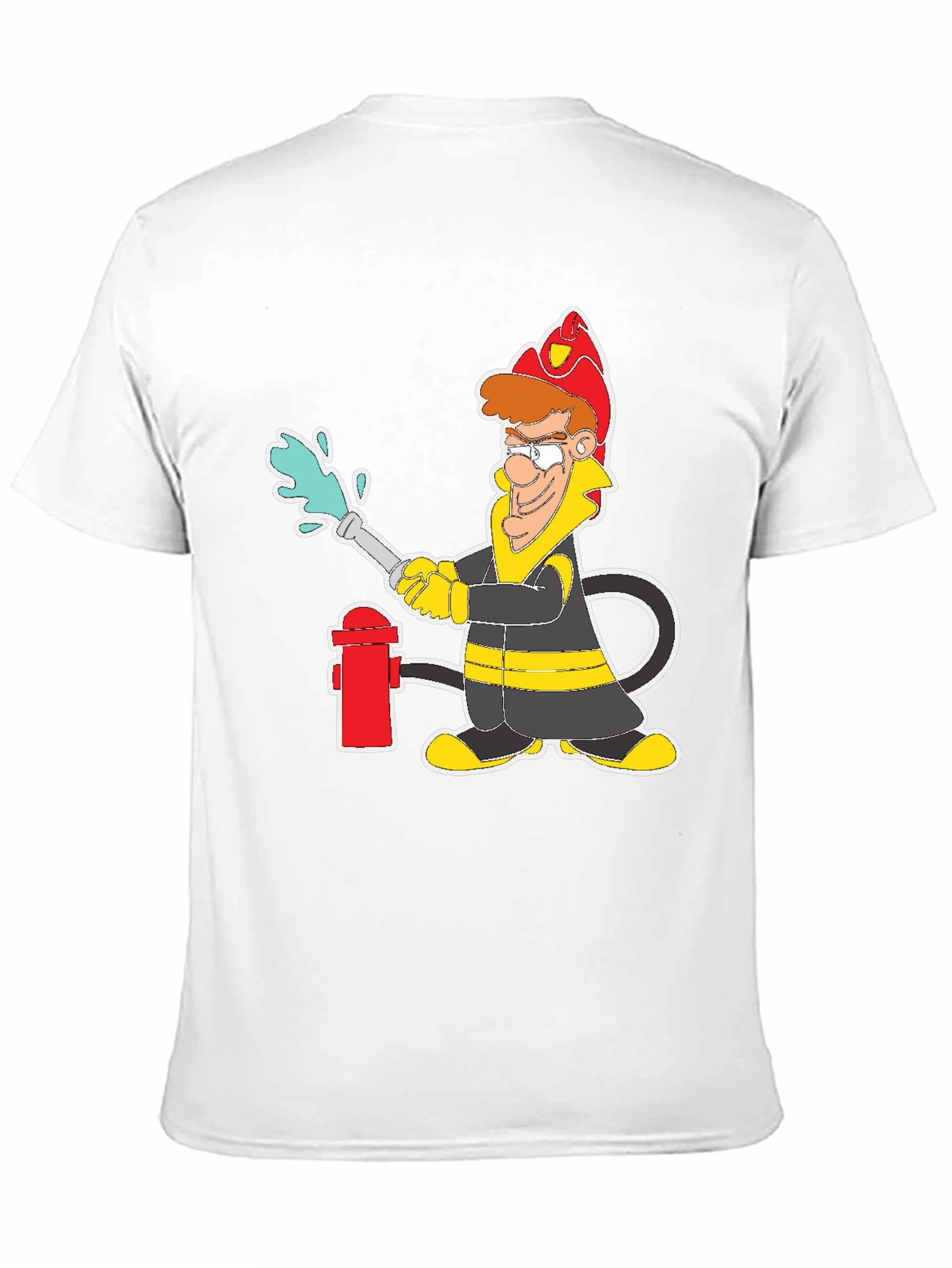 Cartoon Firefighter Graphic T-Shirt