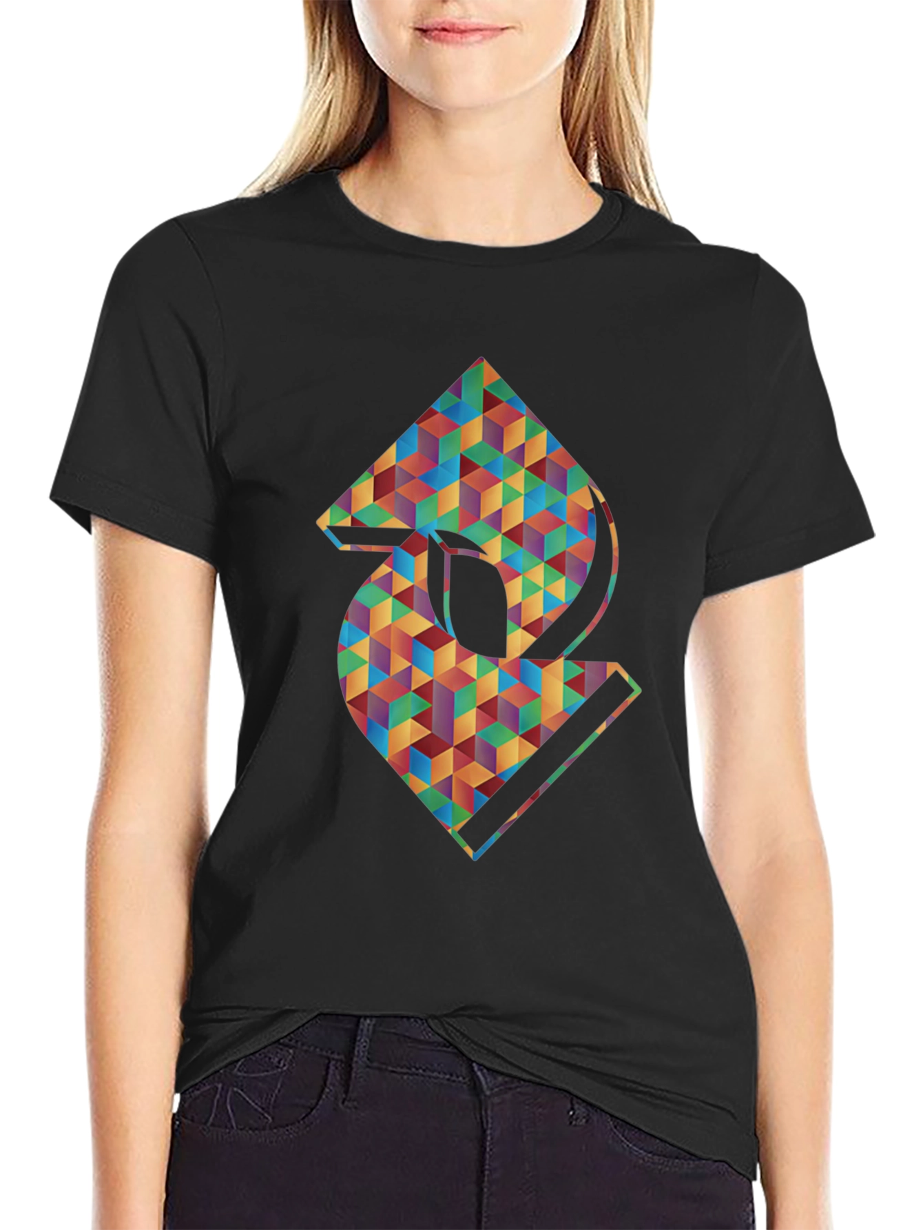 Geometric Abstract Graphic Mens Black T-Shirt