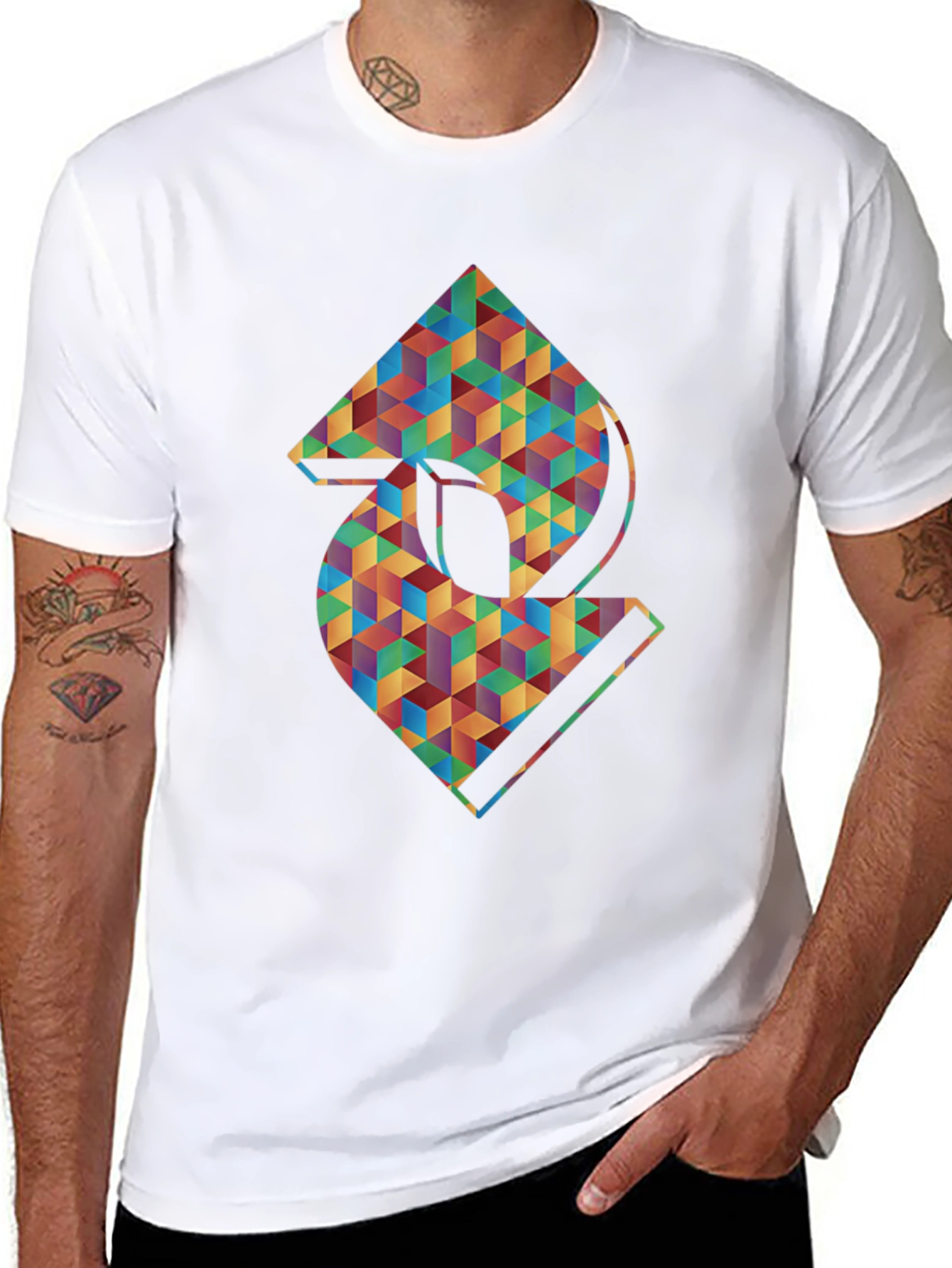 Geometric Abstract Graphic Mens Black T-Shirt