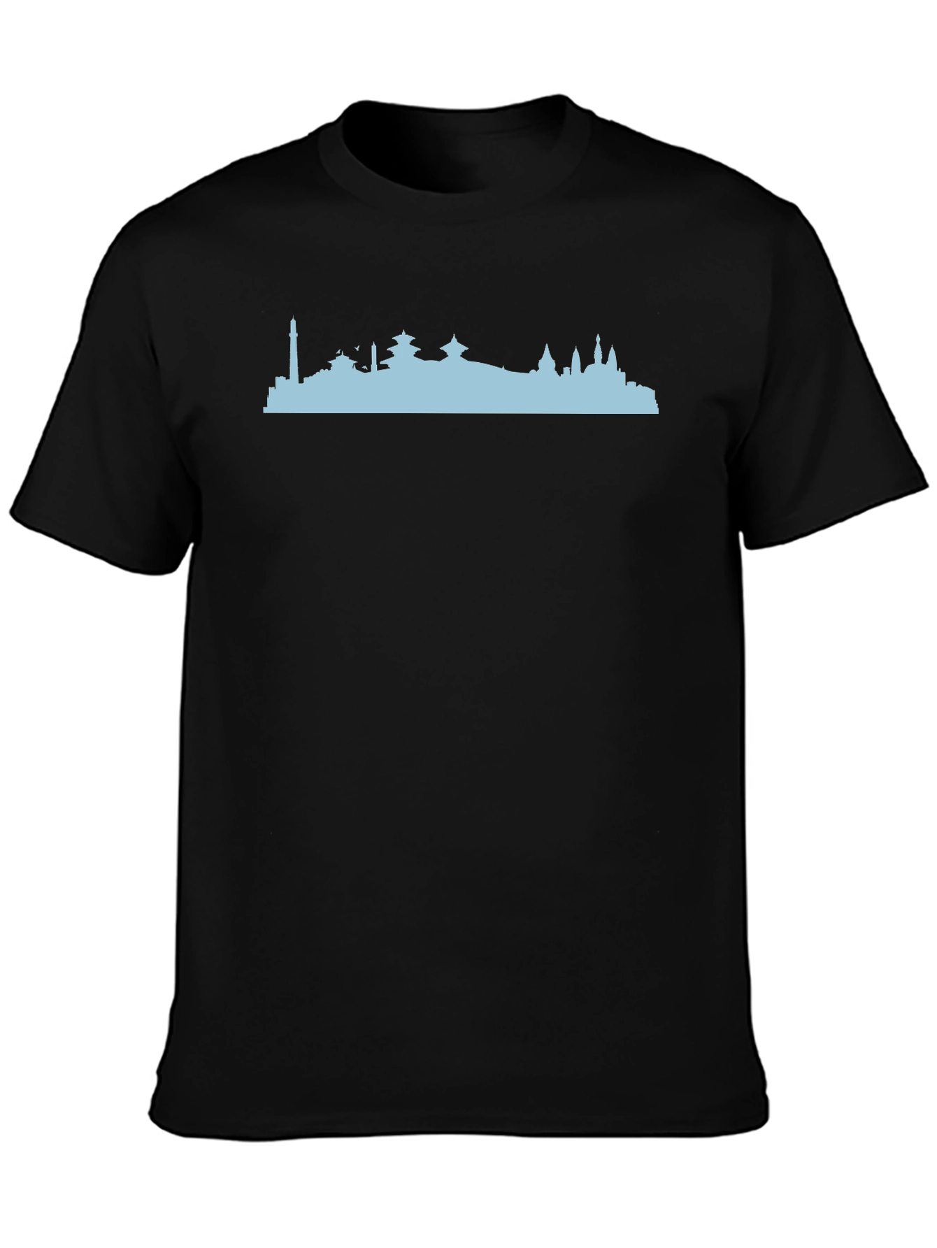 Kathmandu Skyline Graphic Tee - Black Cotton T-Shirt