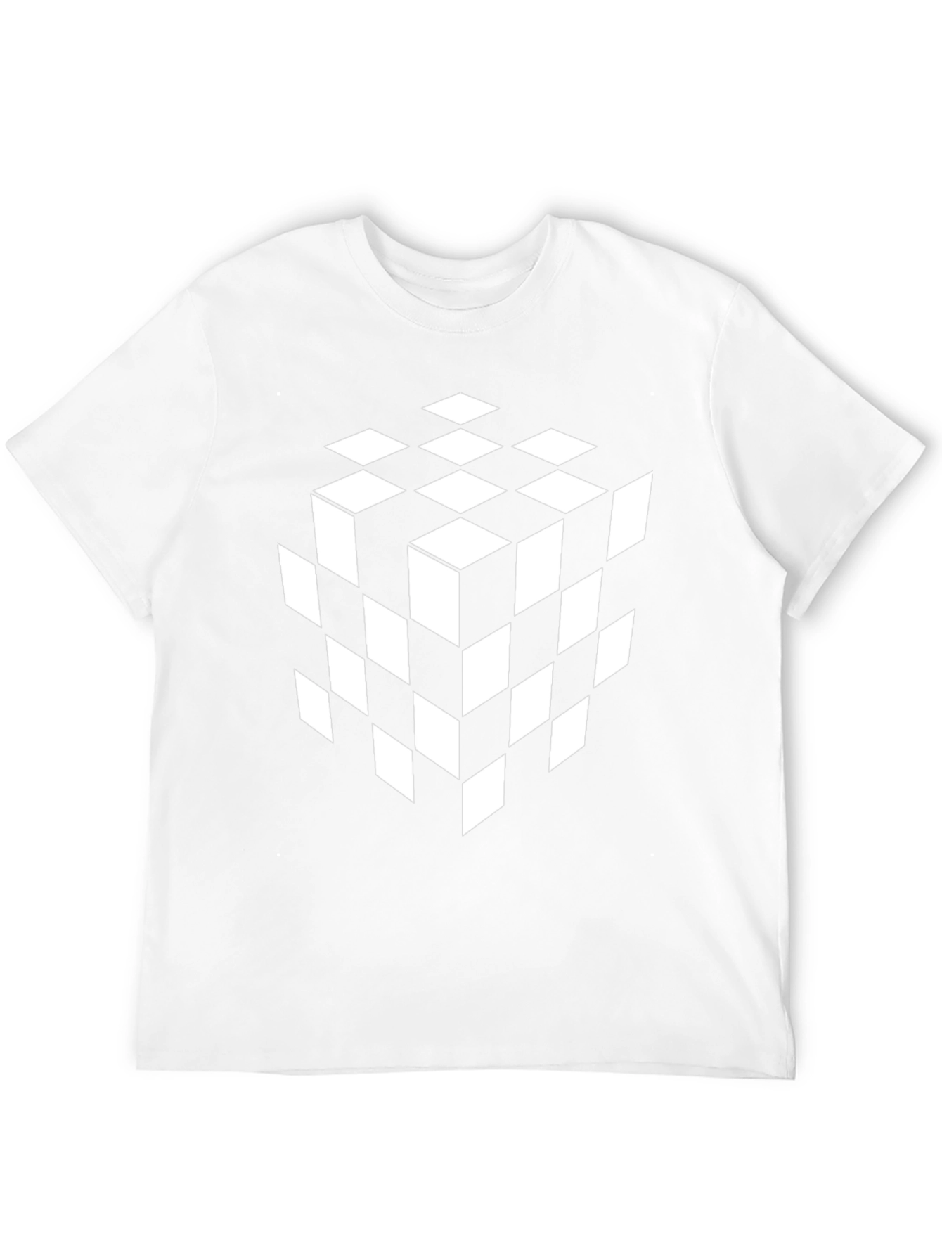 Geometric Illusion Cube Graphic Tee - Black