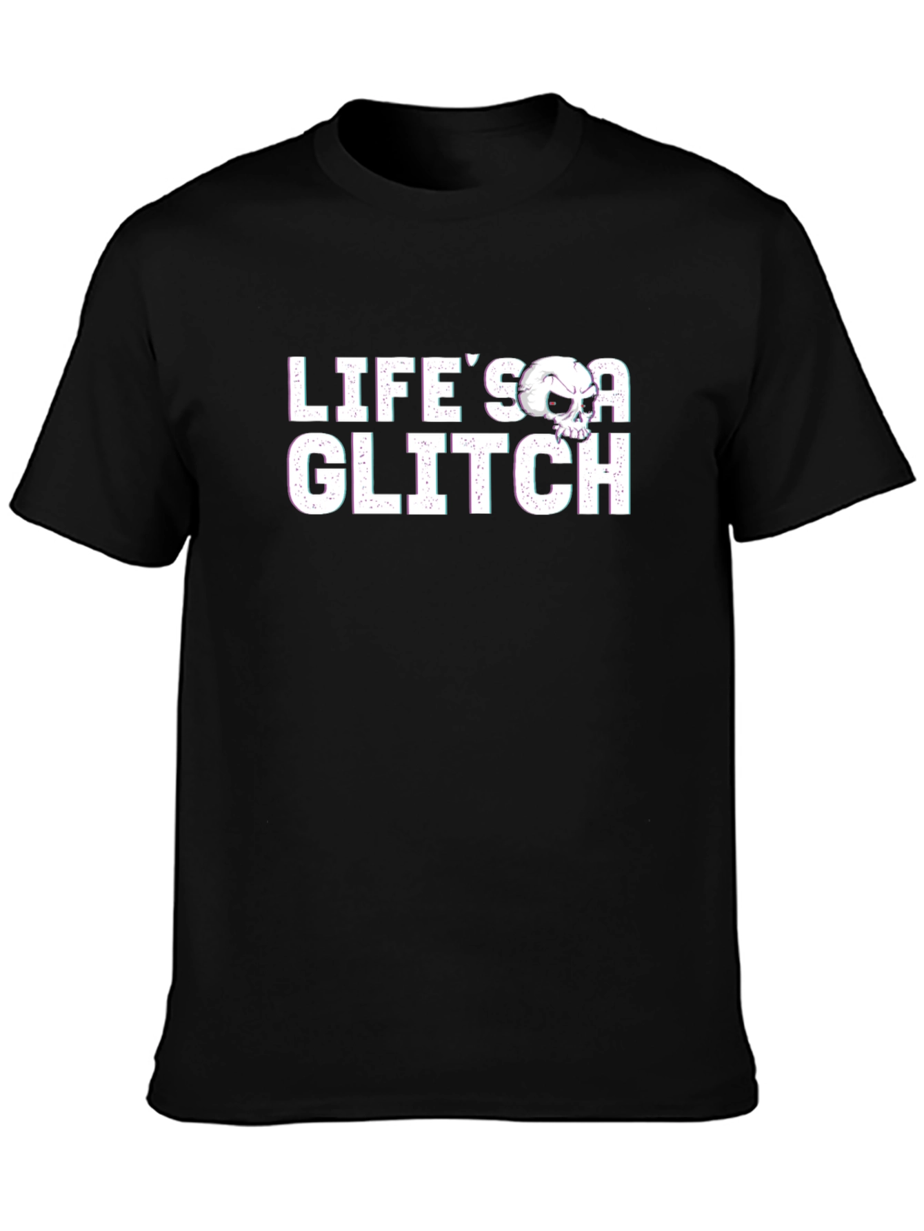Lifes A Glitch Graphic Tee - Skull Design