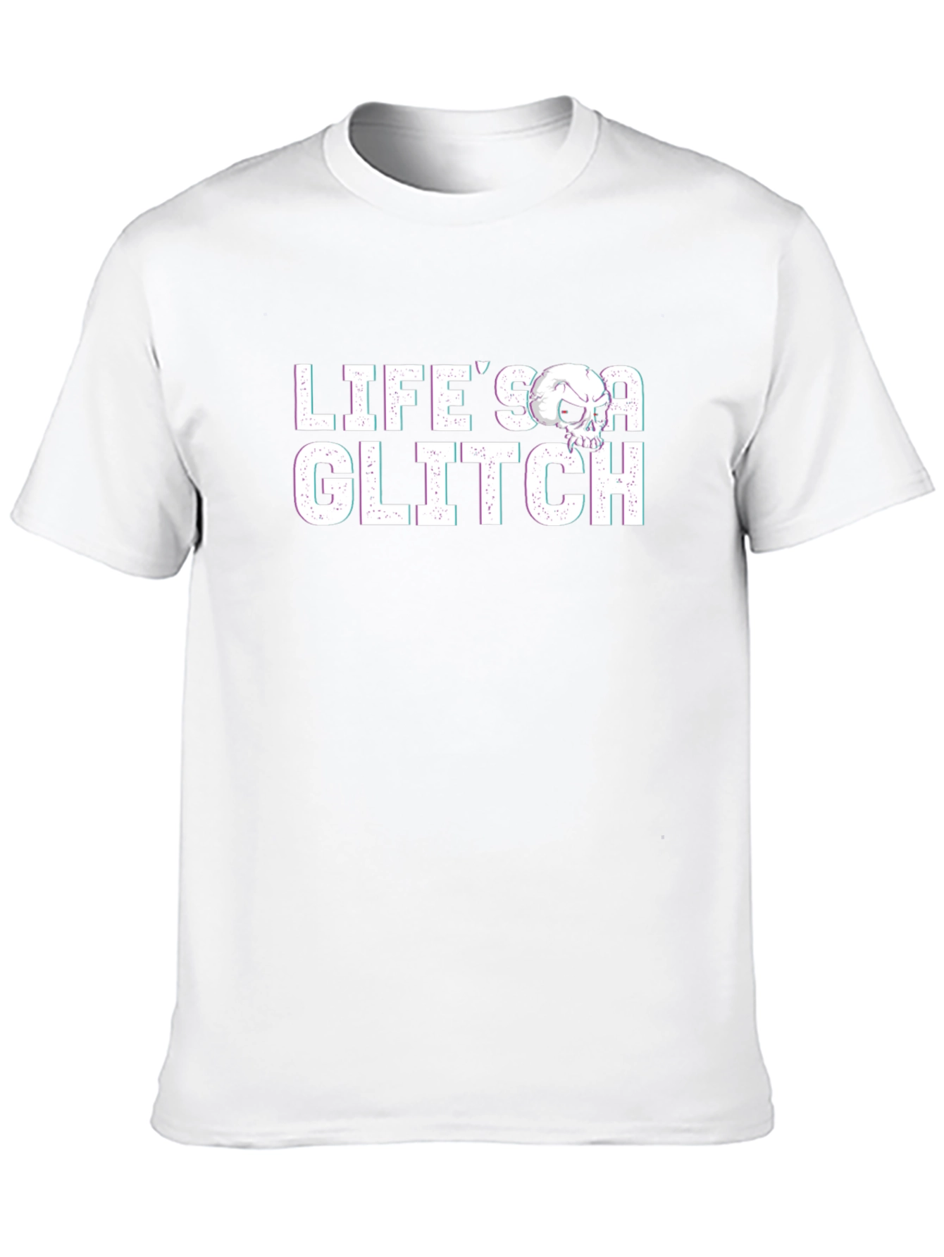 Lifes A Glitch Graphic Tee - Skull Design
