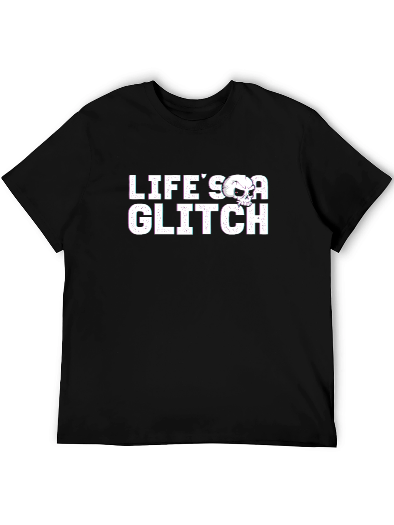 Lifes A Glitch Graphic Tee - Skull Design