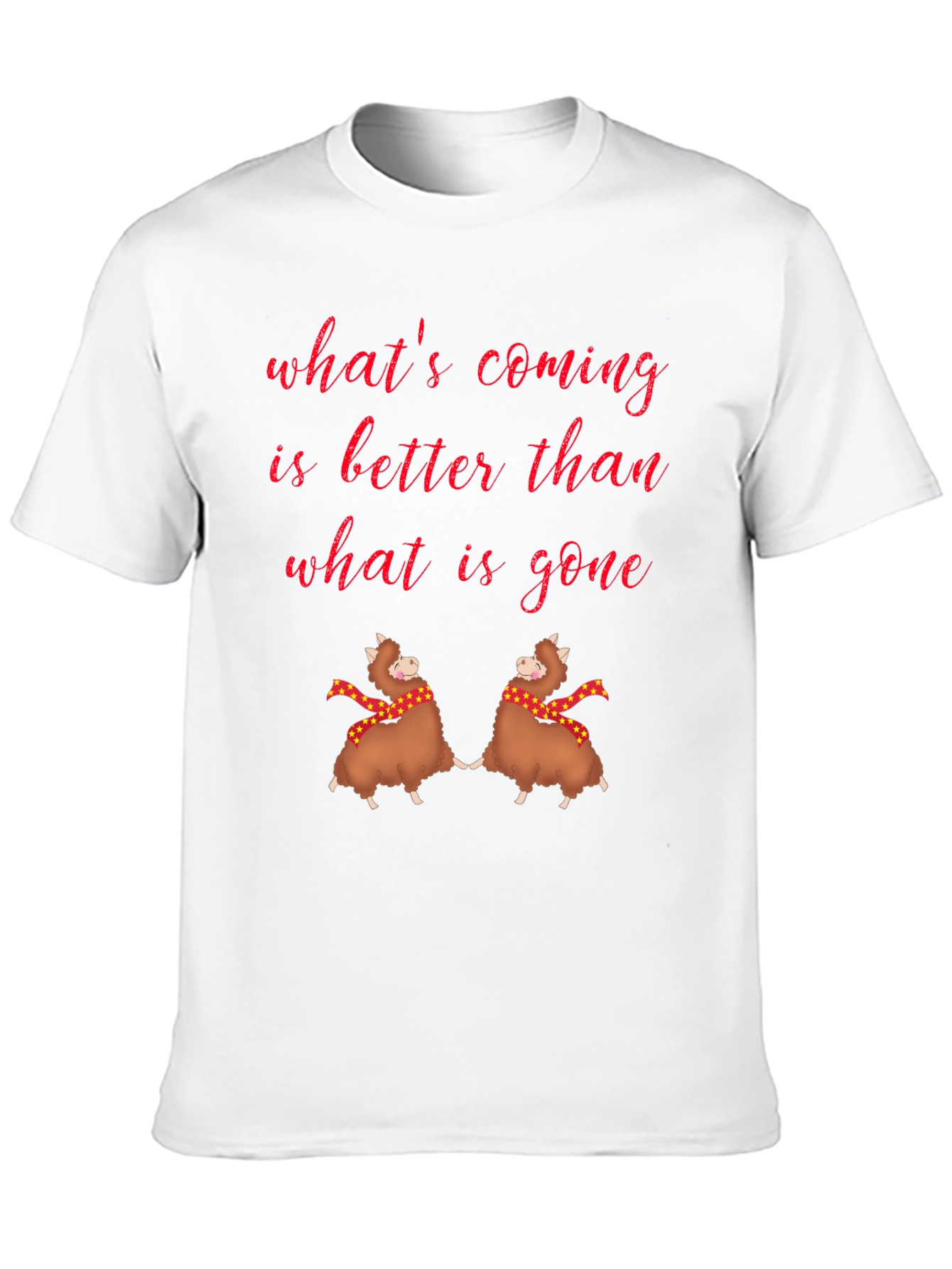 Whimsical Alpaca Graphic Tee - Whats Coming is Better!