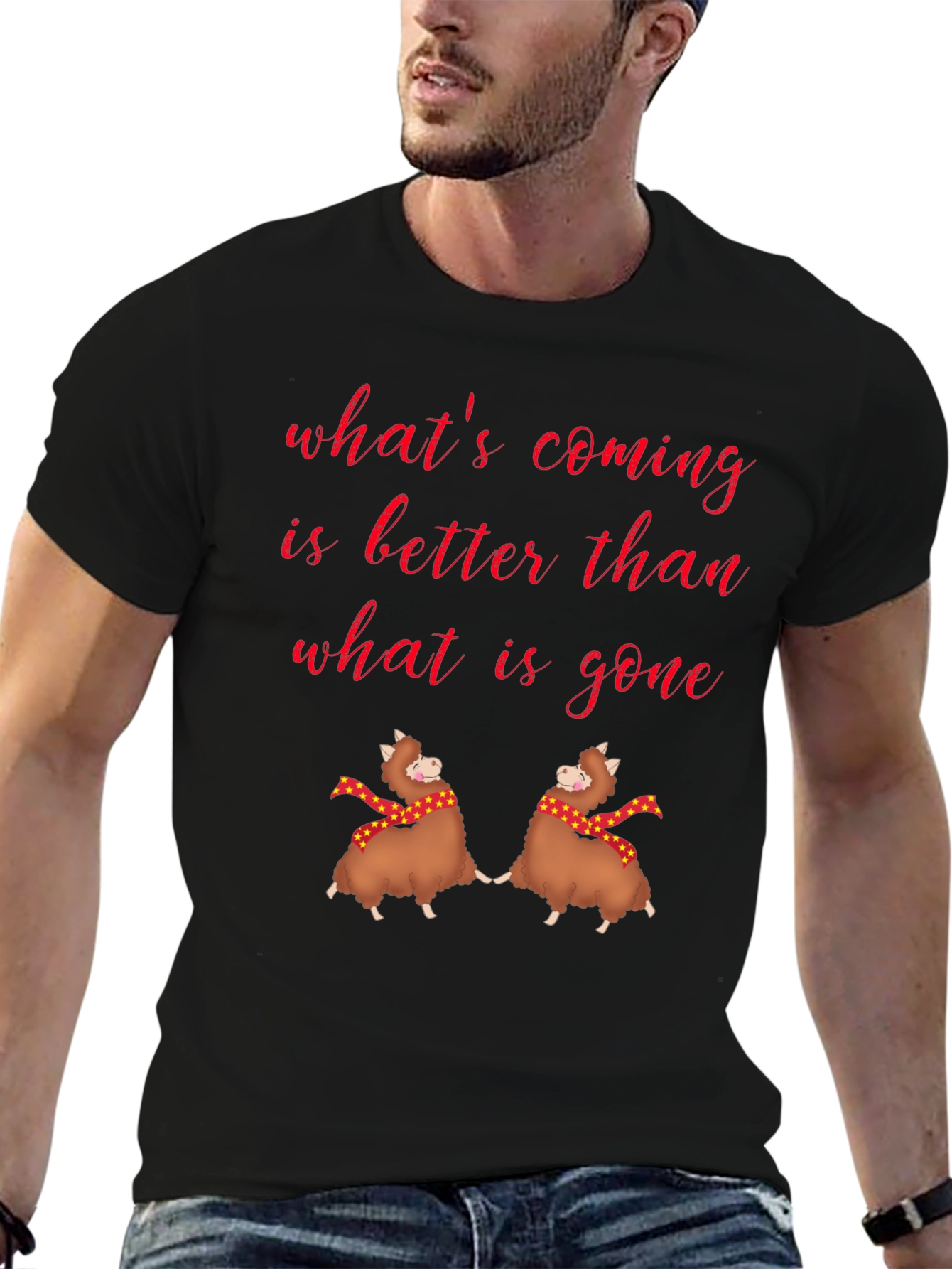 Whimsical Alpaca Graphic Tee - Whats Coming is Better!
