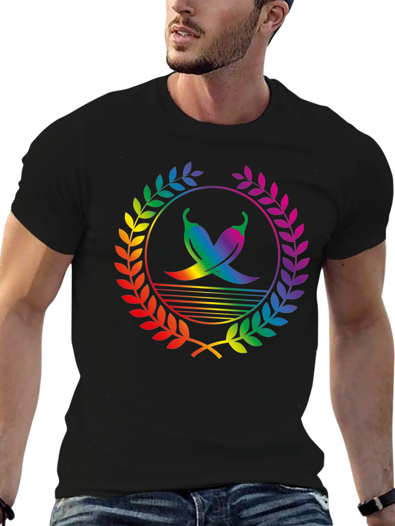 Rainbow Chili Pepper Graphic Tee - Stylish Mens Shirt