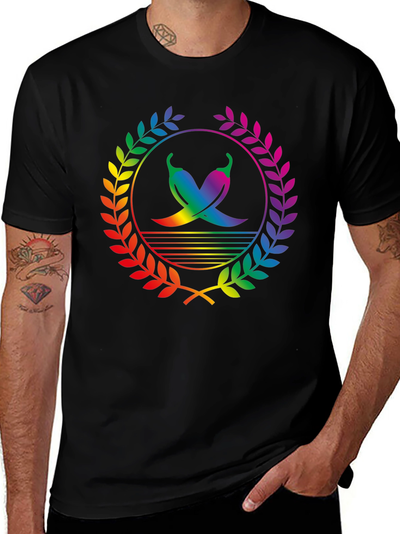 Rainbow Chili Pepper Graphic Tee - Stylish Mens Shirt