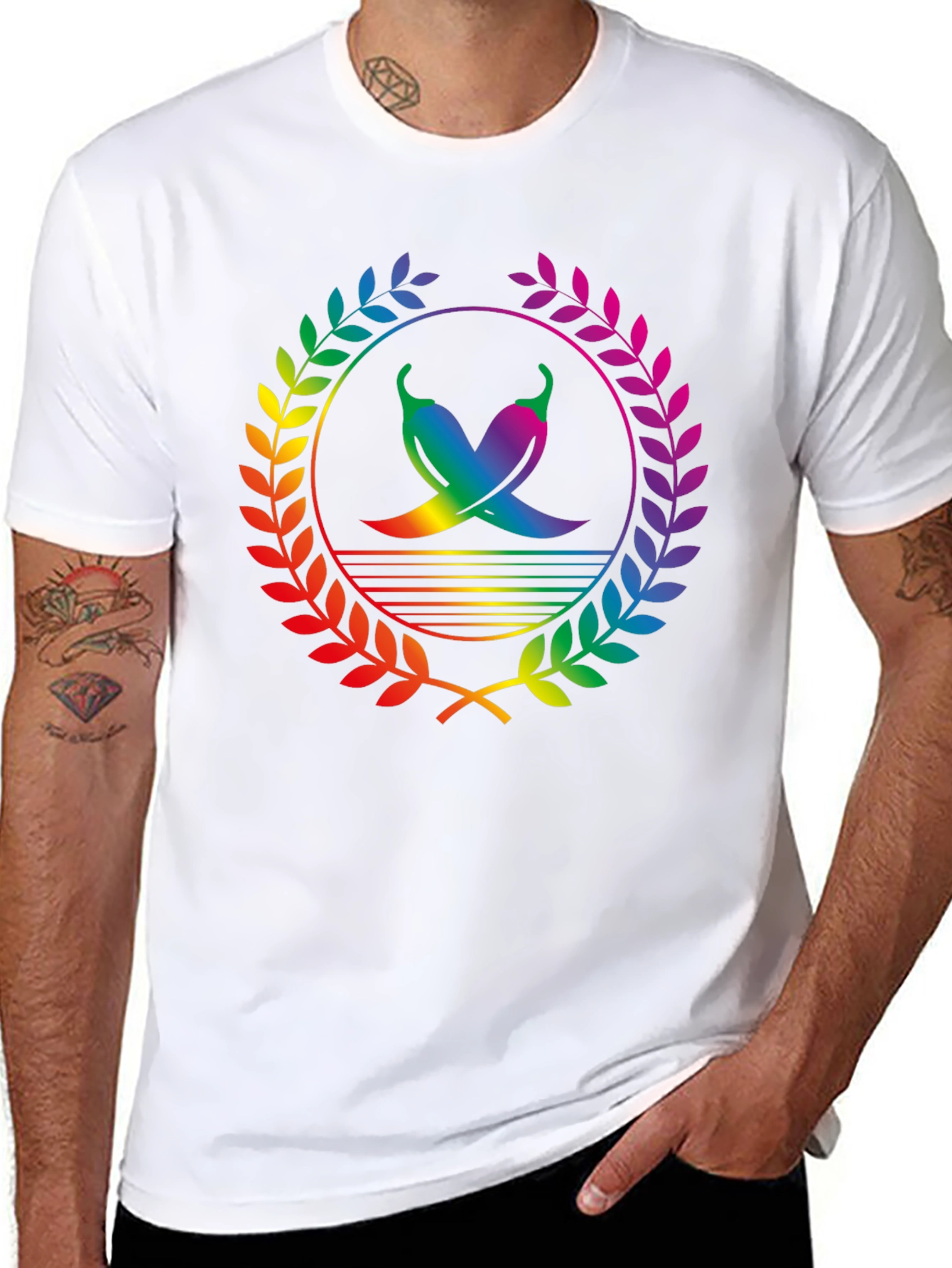 Rainbow Chili Pepper Graphic Tee - Stylish Mens Shirt