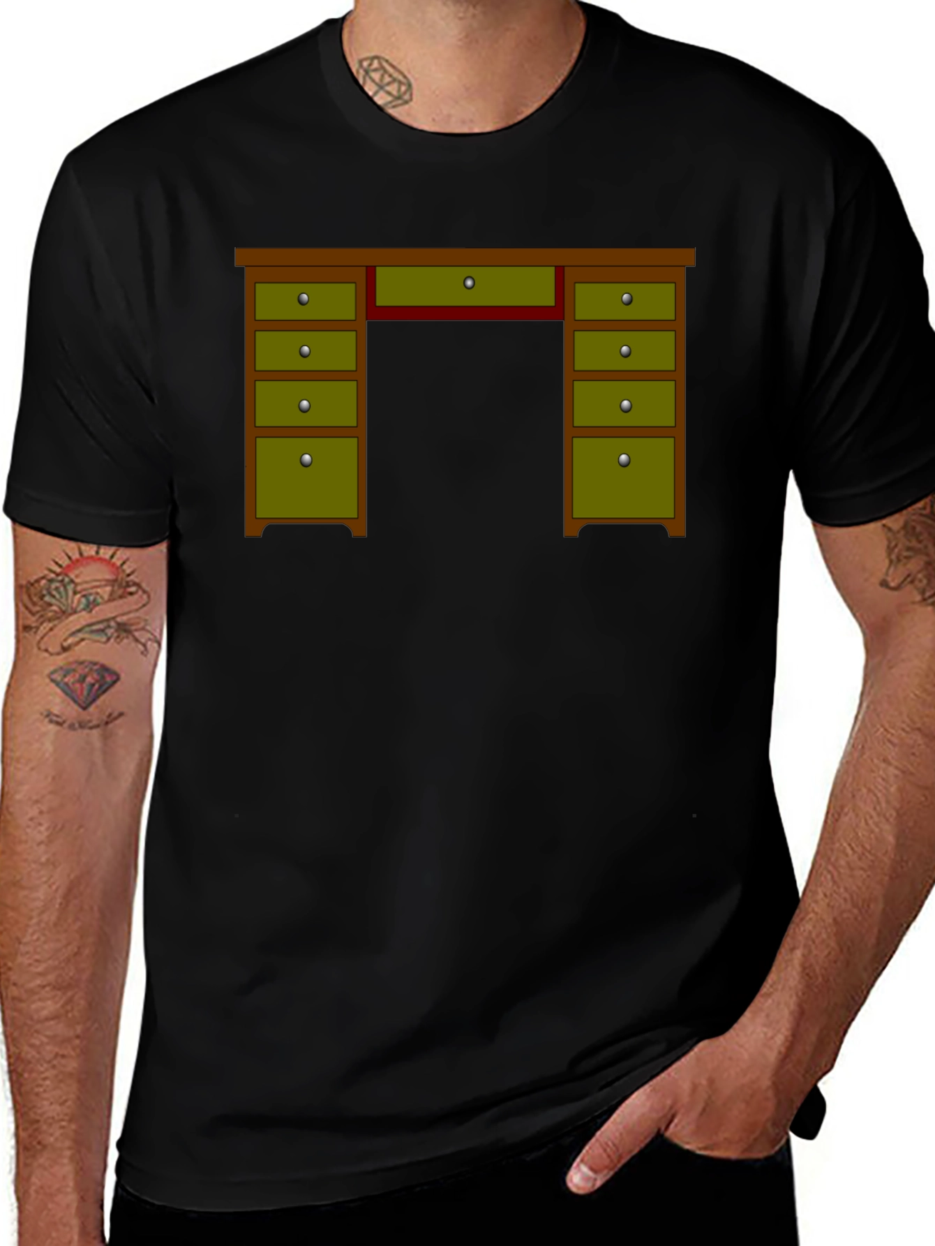 Novelty Desk Graphic T-Shirt - Office Humor Tee