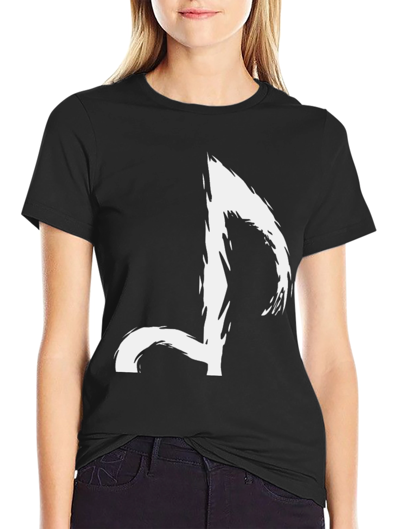 Abstract Music Note Graphic Tee - Black Casual T-Shirt