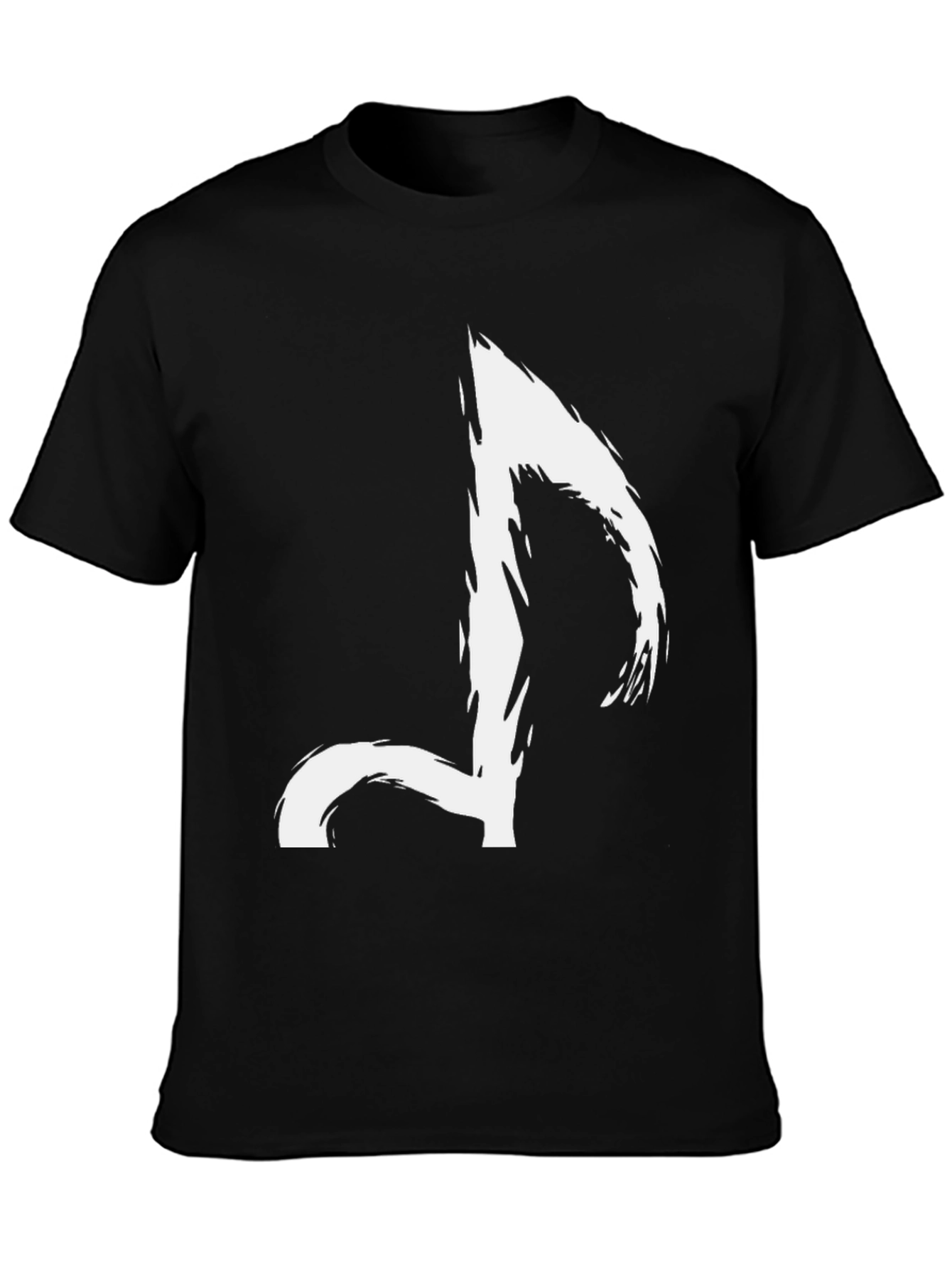 Abstract Music Note Graphic Tee - Black Casual T-Shirt