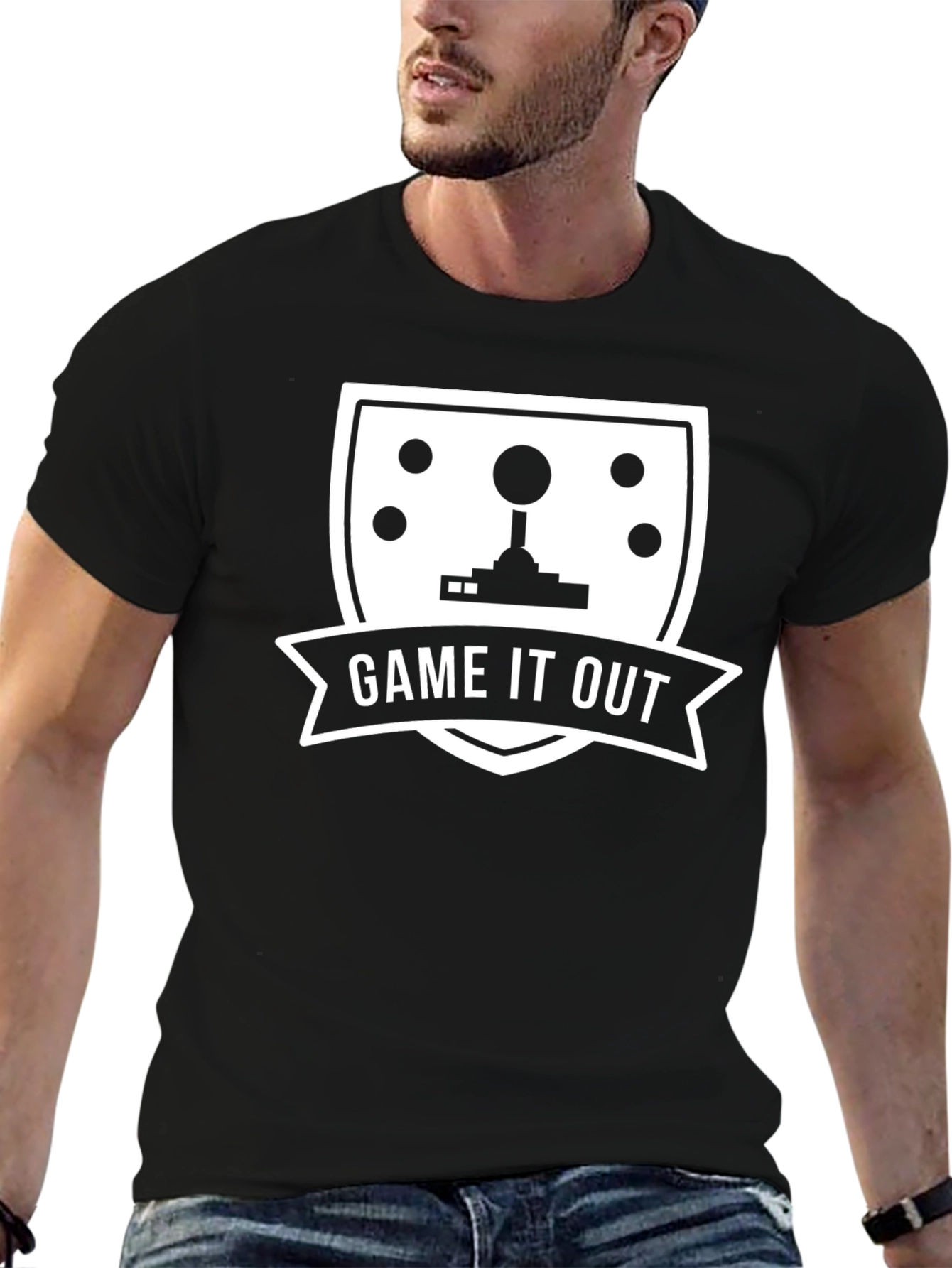 Game It Out Black T-Shirt - Retro Gaming