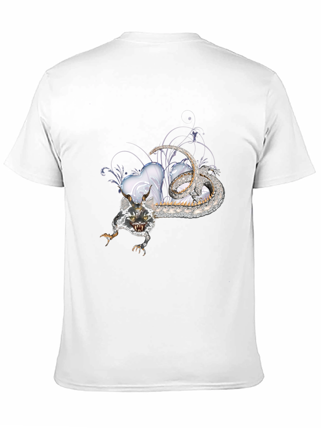 Mens Black Graphic Tee - Dragon & Heart Design