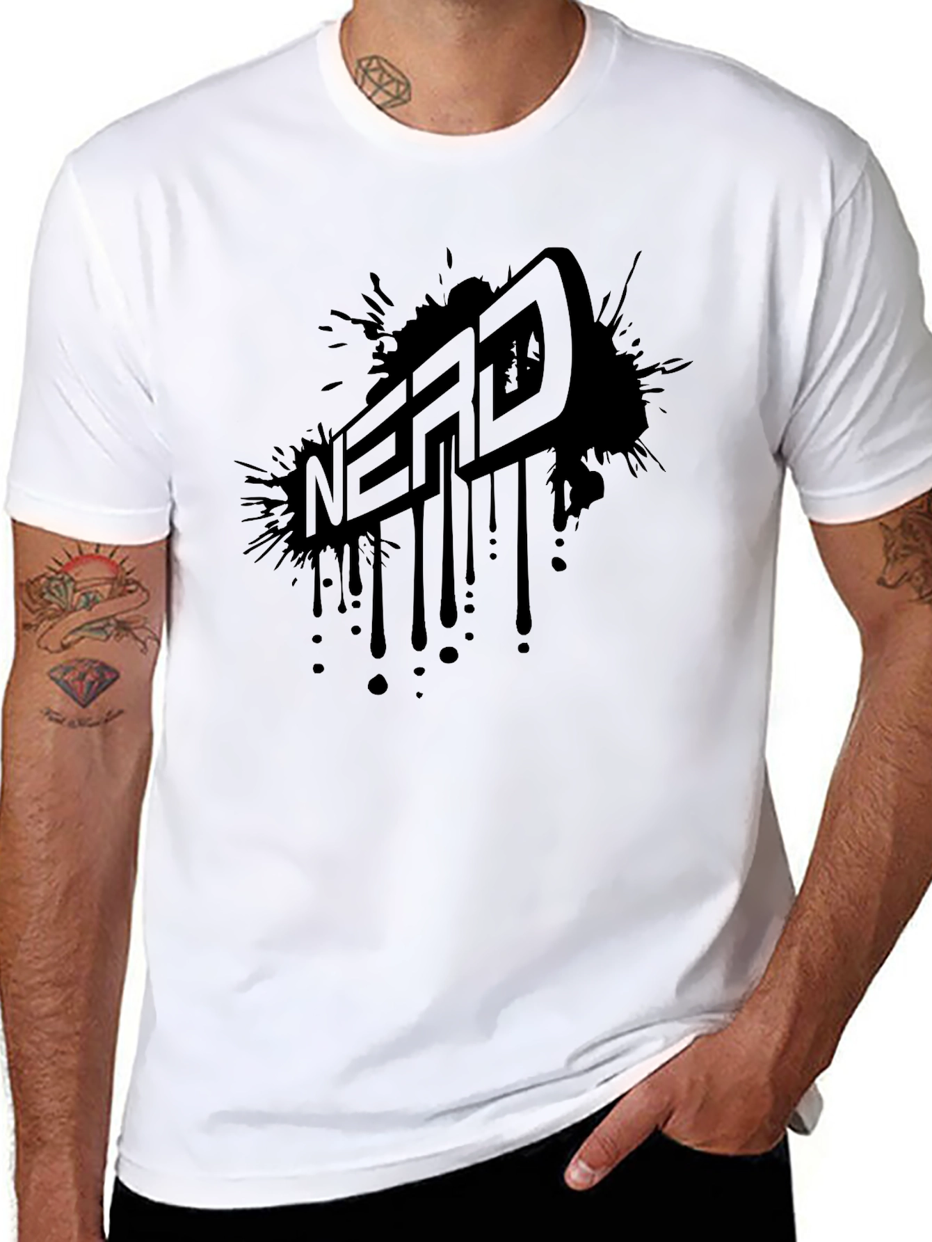 Nerd Splatter Graphic Tee - Cool Black T-Shirt