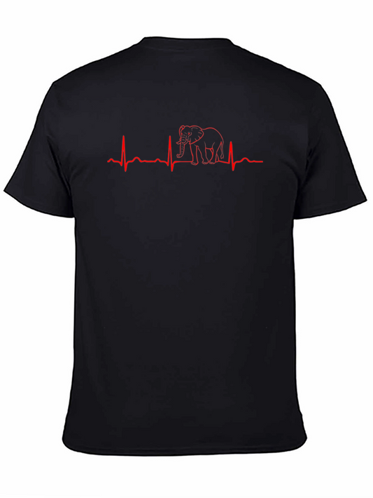Elephant Heartbeat Graphic Tee - Black Cotton