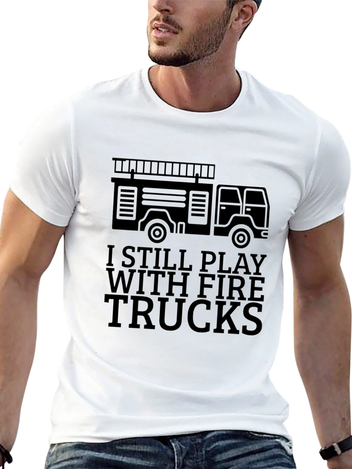 I Still Play With Fire Trucks Black T-Shirt
